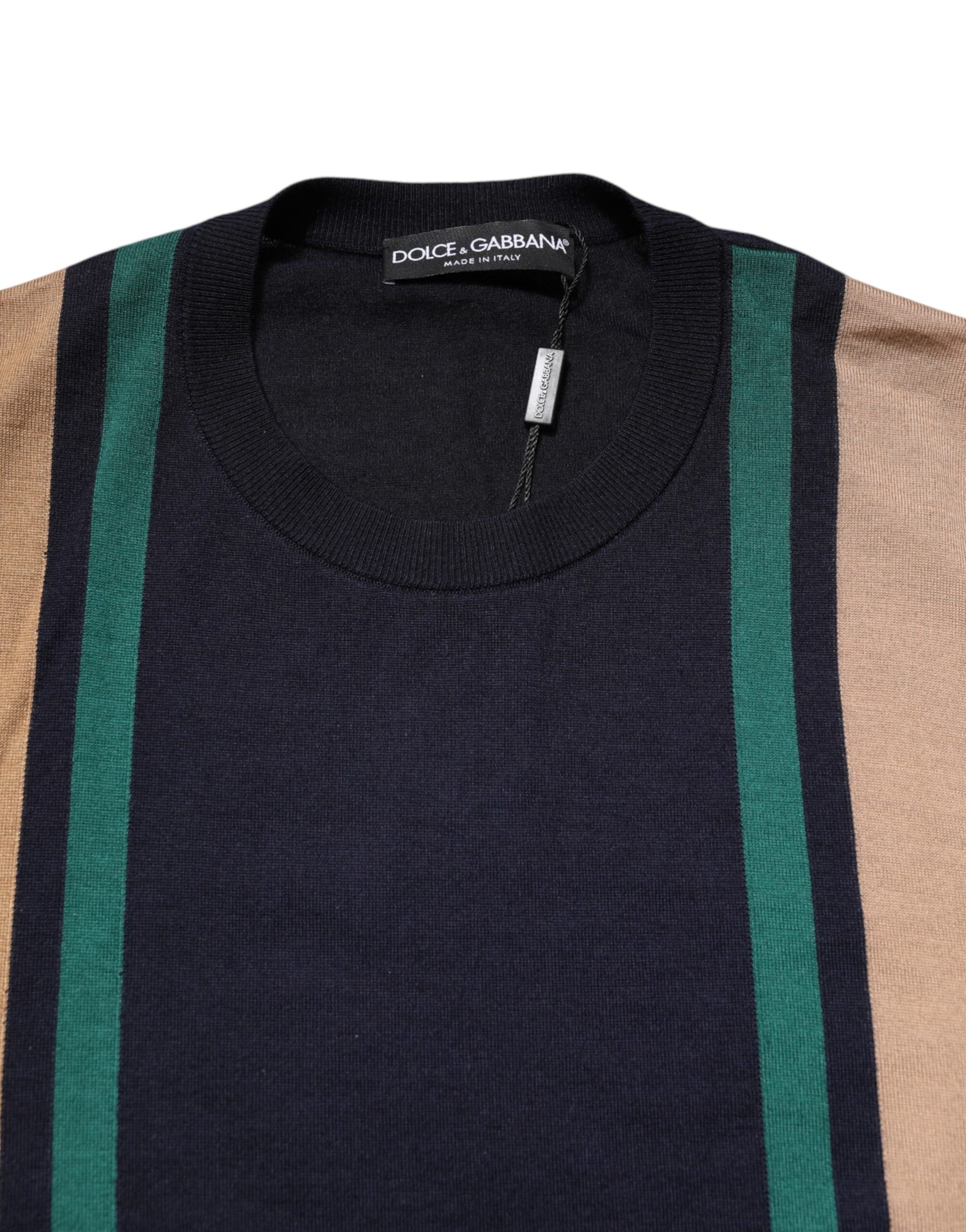 Dolce & Gabbana Multicolor Stripes Crew Neck Pullover Sweater | Regal Royce