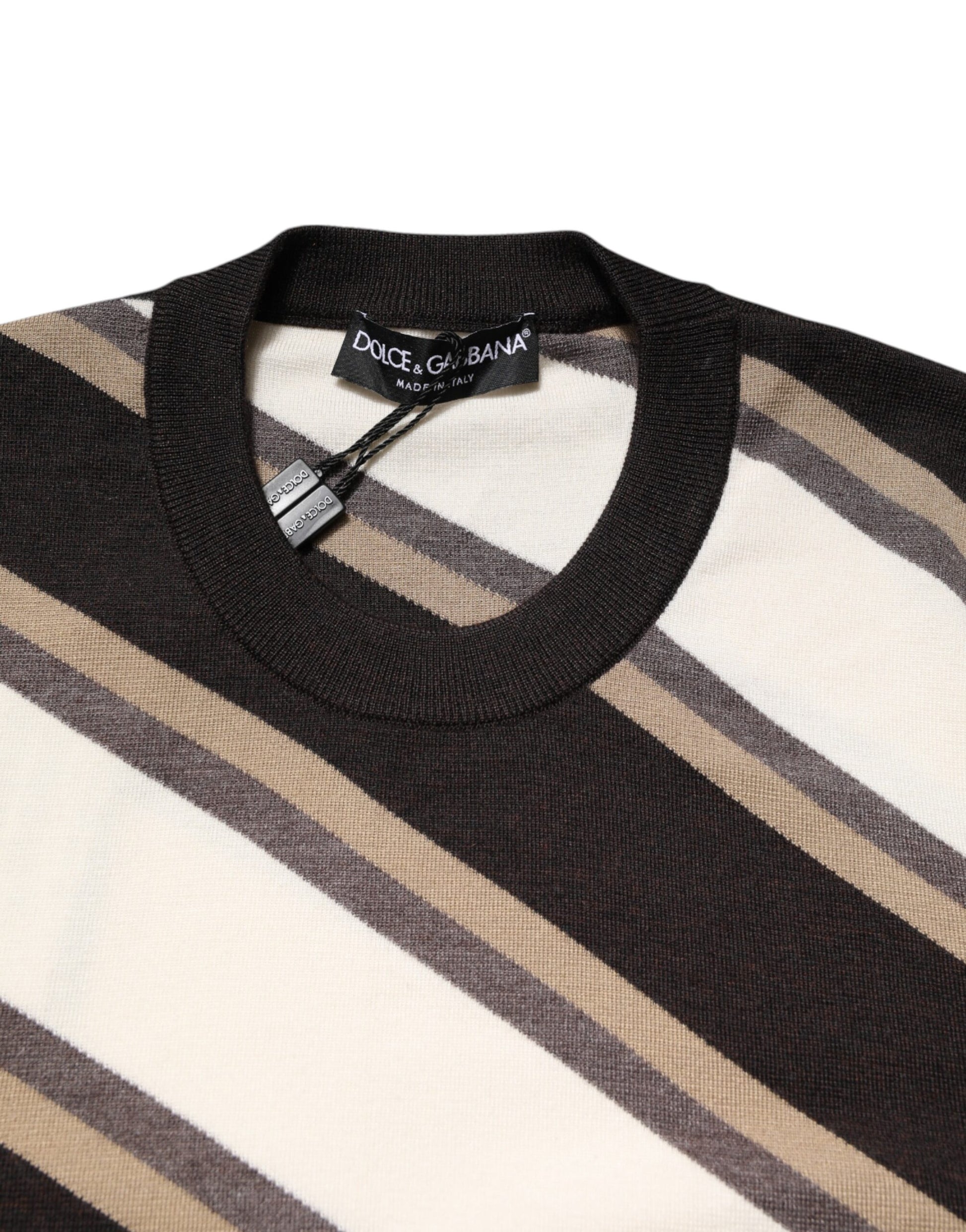 Dolce & Gabbana Multicolor Stripes Crew Neck Pullover Sweater