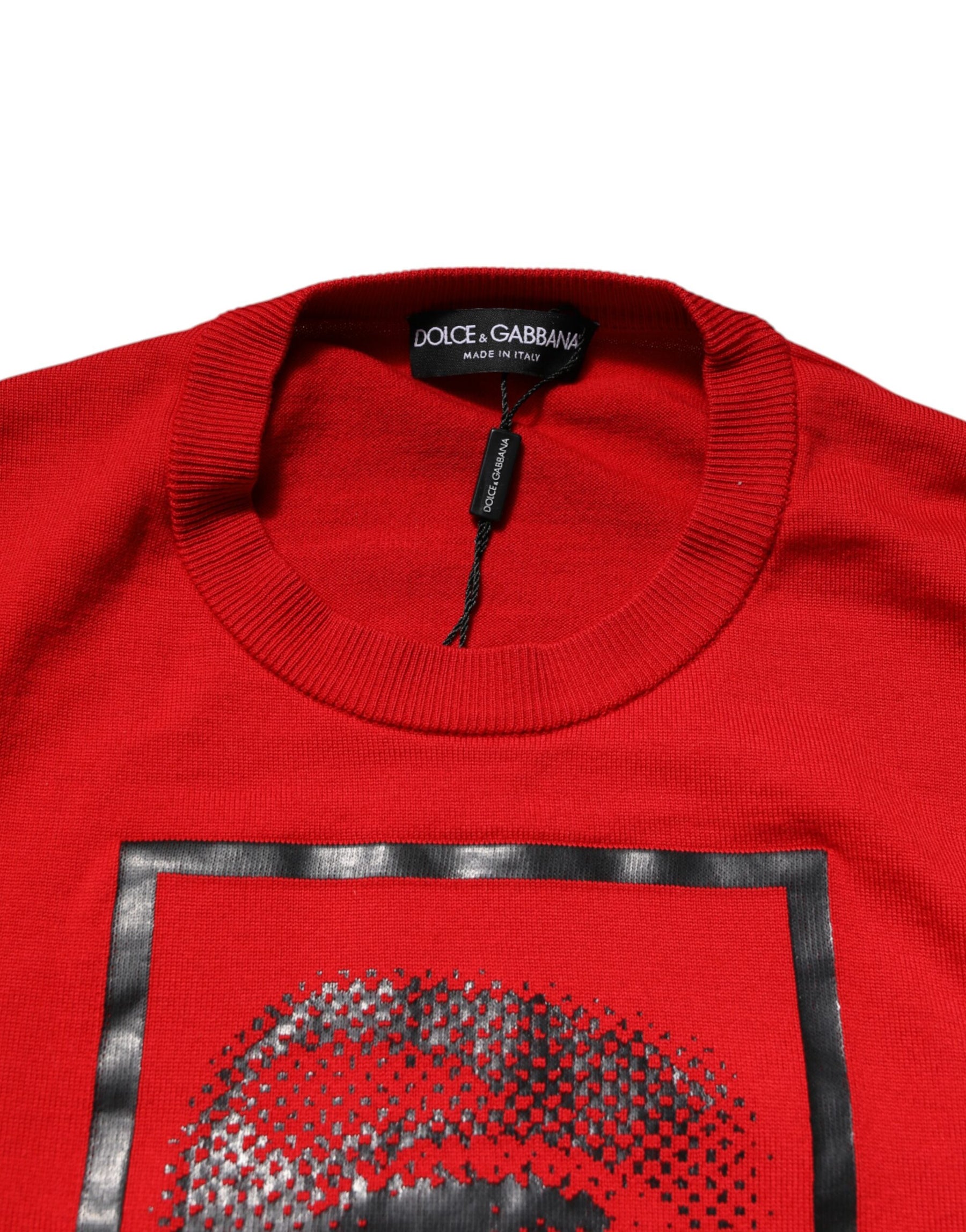 Dolce & Gabbana Red Eye Print Crew Neck Men Pullover Sweater | Regal Royce