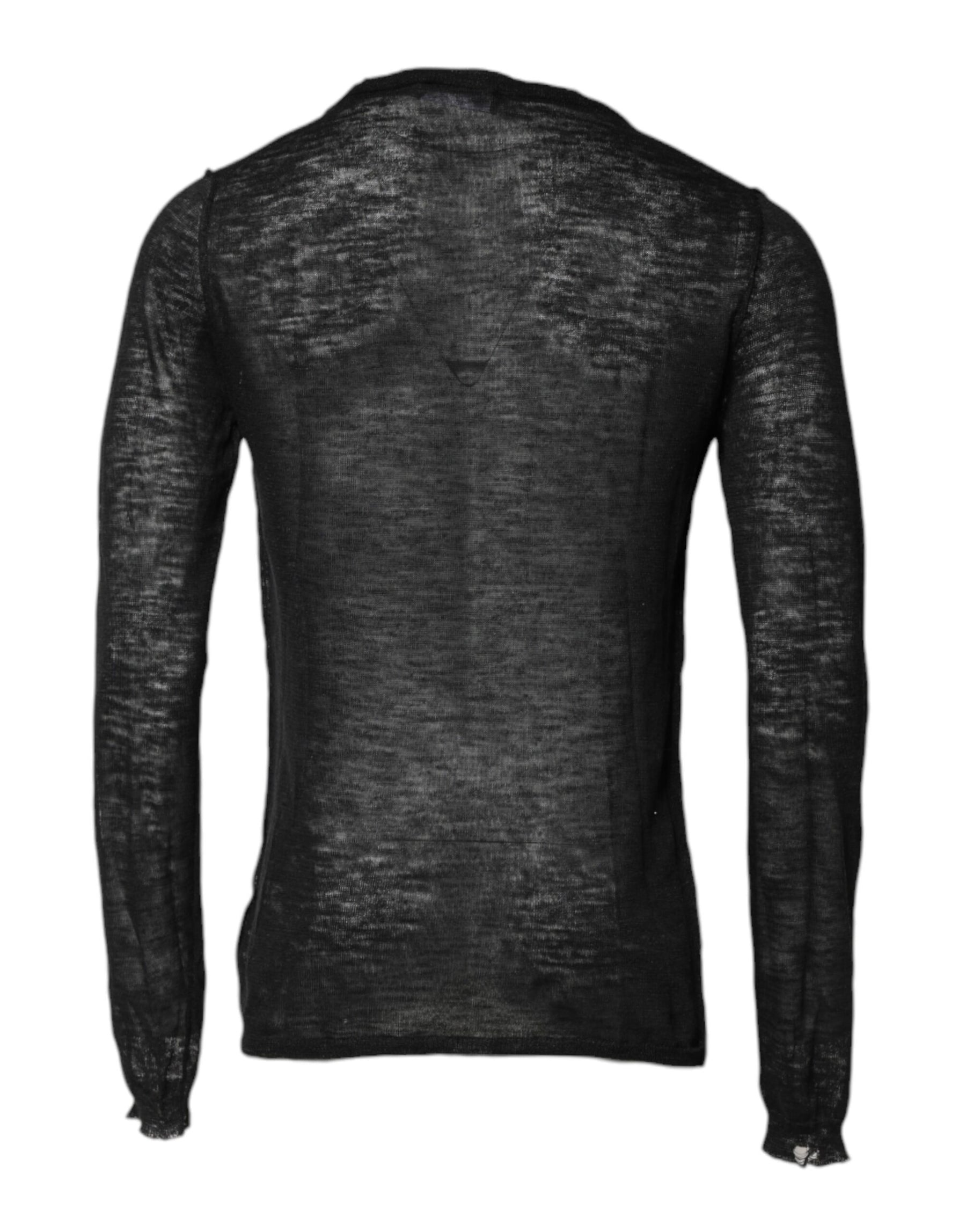 Dolce & Gabbana Black Polyester Crew Neck Pullover Sweater | Regal Royce
