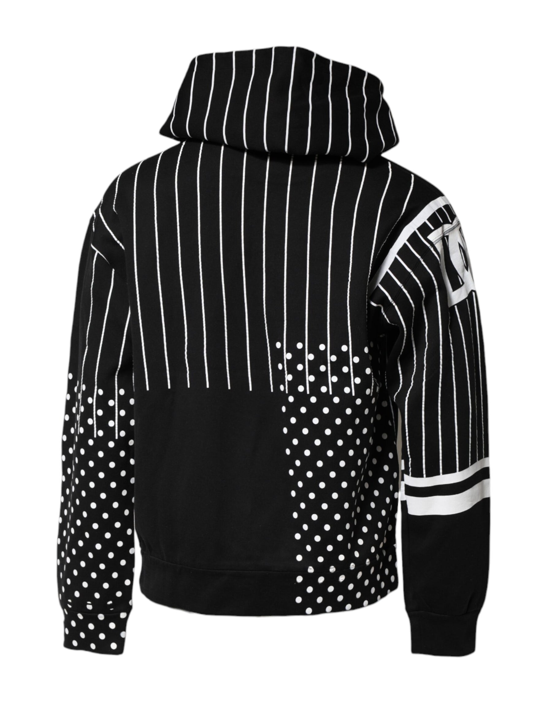 Dolce & Gabbana Black White Stripe Hooded Sweatshirt Sweater | Regal Royce