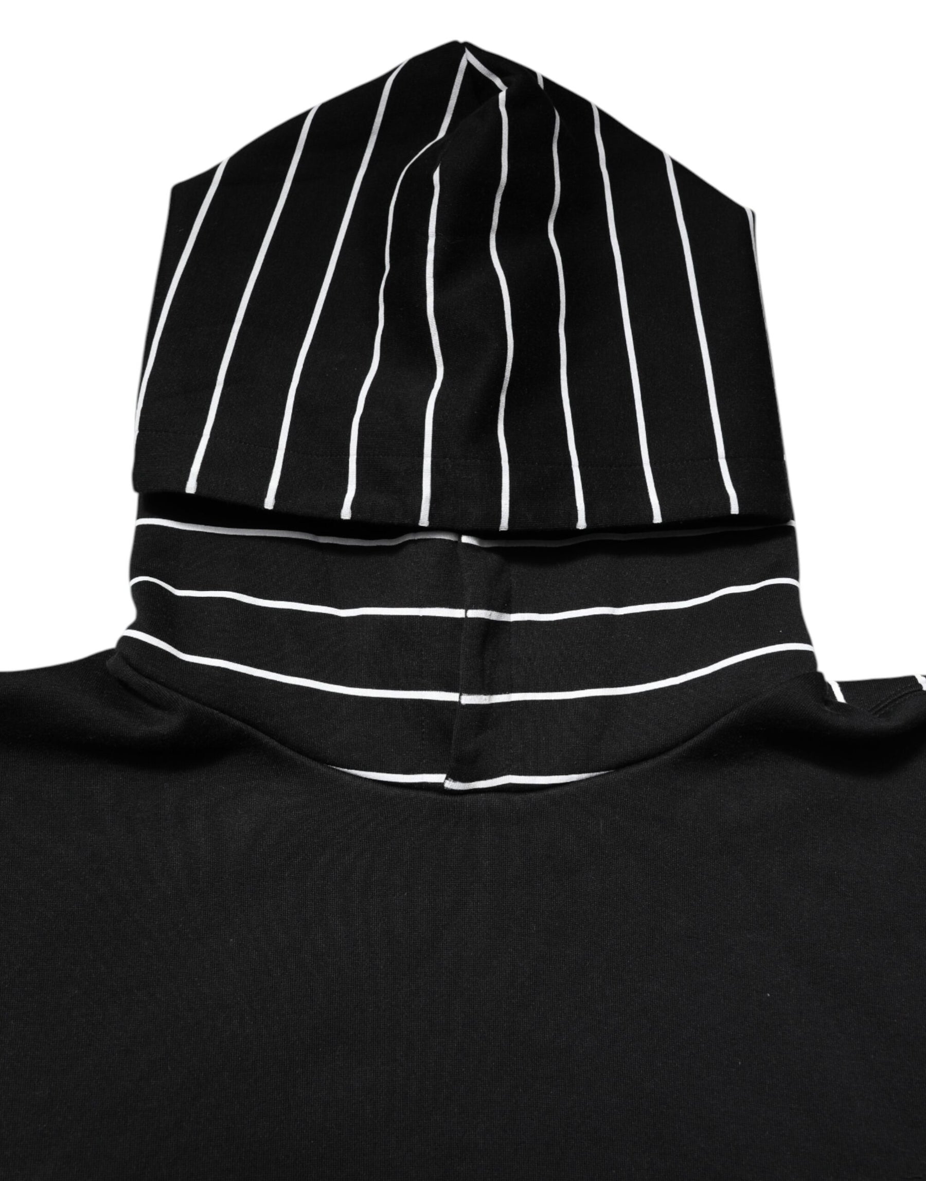 Dolce & Gabbana Black White Stripe Hooded Sweatshirt Sweater | Regal Royce