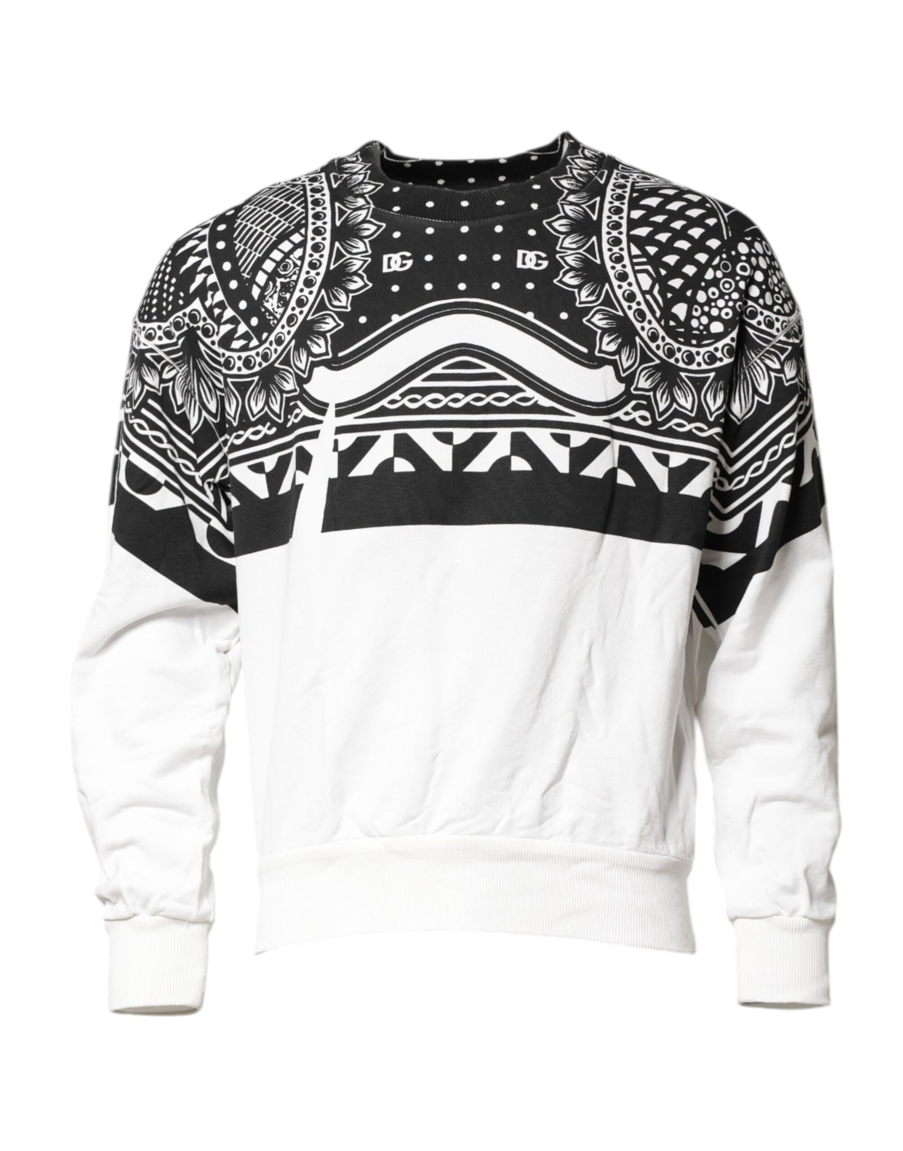 Dolce & Gabbana Black White Bandana Cotton Men Sweatshirt Sweater | Regal Royce
