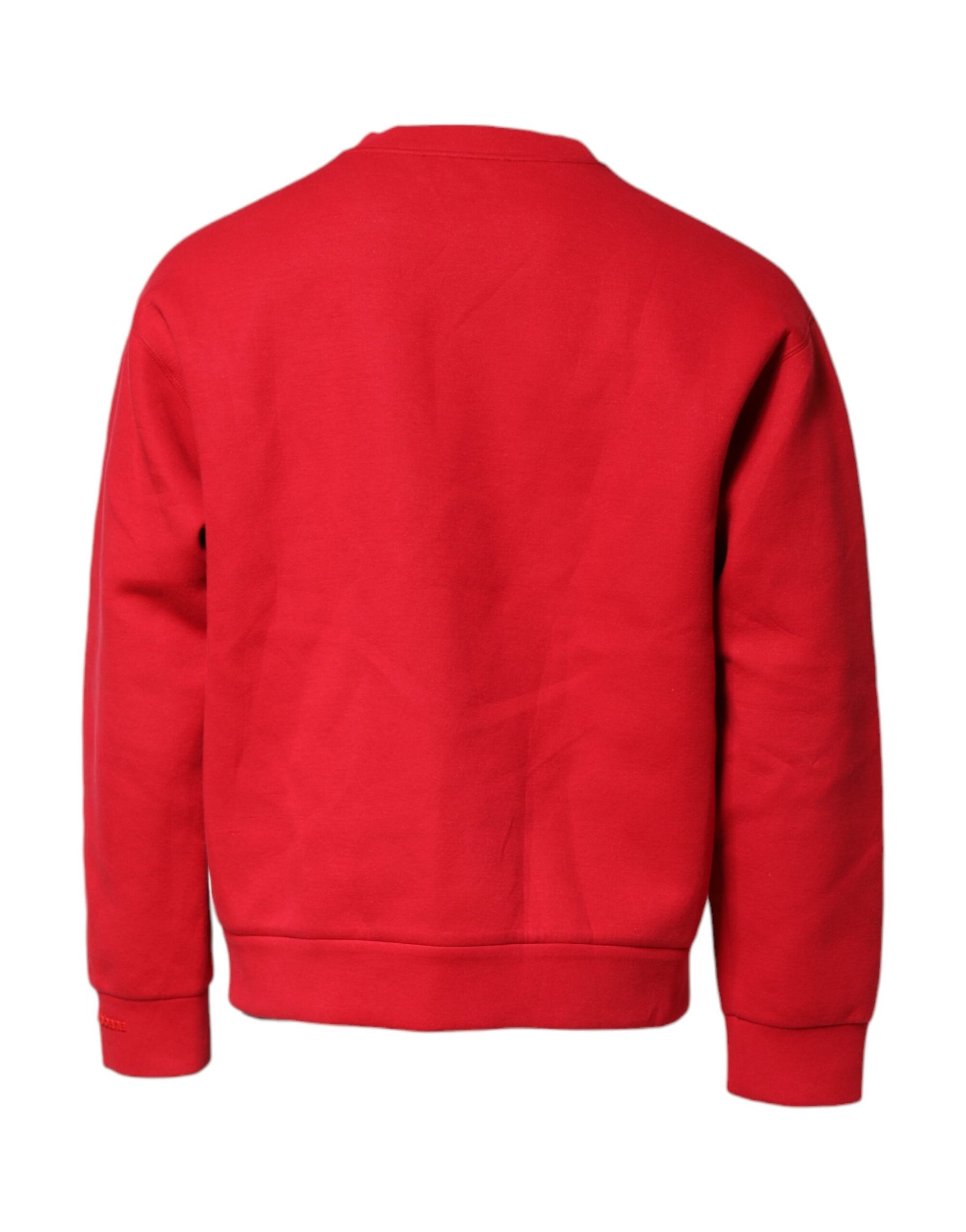 Dolce & Gabbana Red Embossed Logo Cotton Crew Neck Sweater | Regal Royce