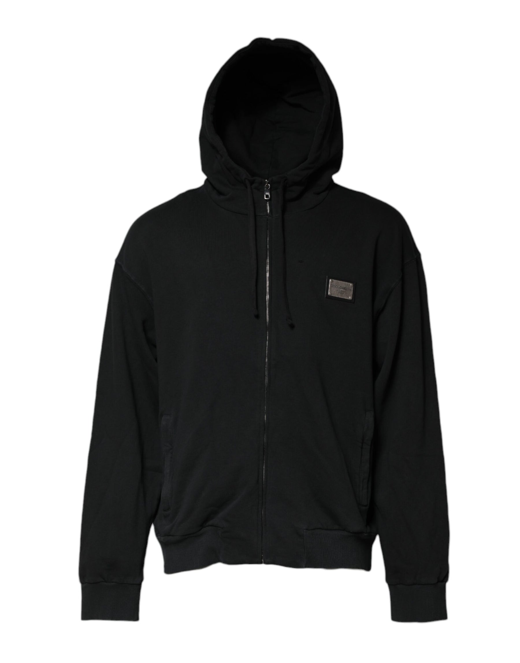 Dolce & Gabbana Black Logo Full Zip Hooded Men Sweatshirt Sweater | Regal Royce