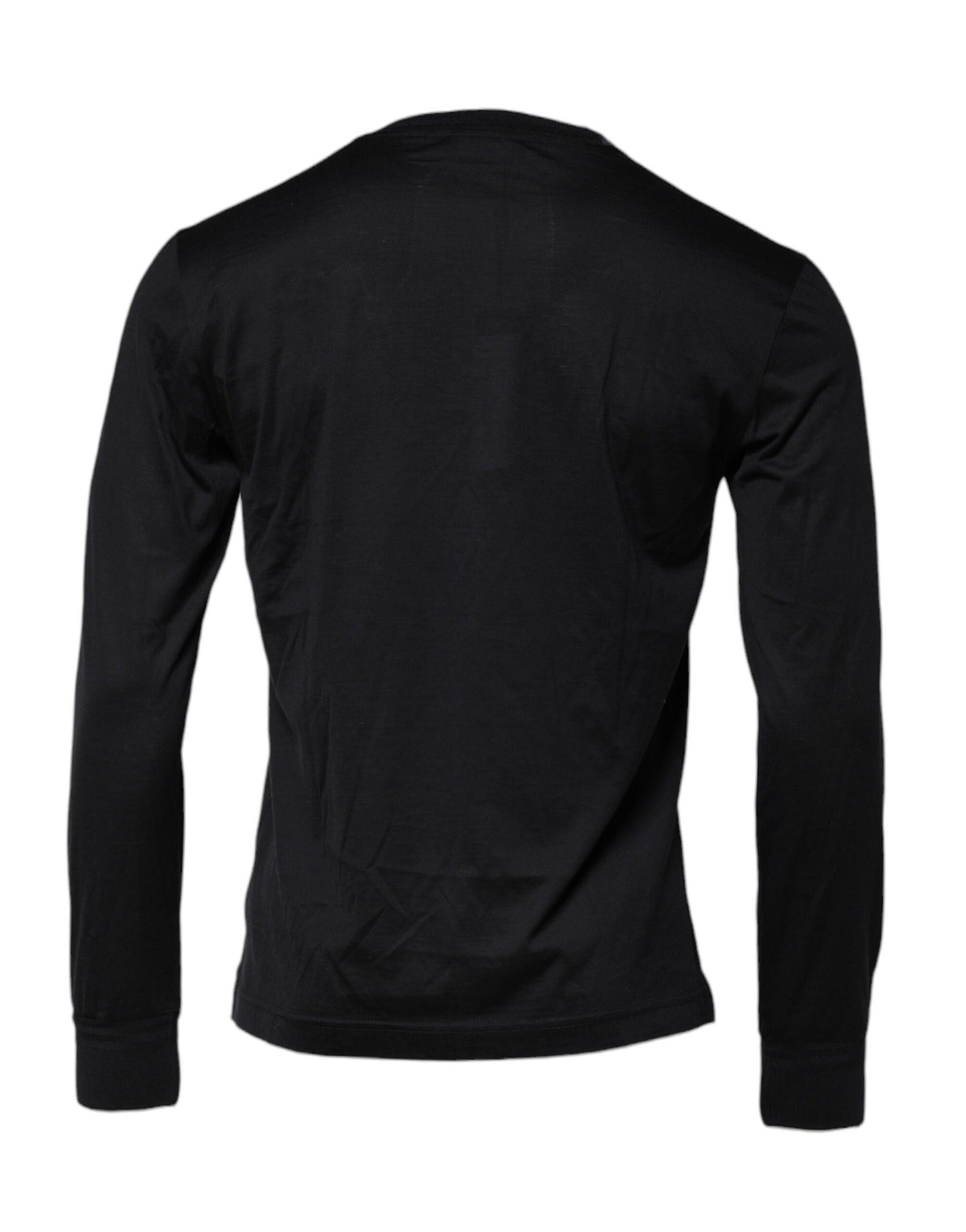 Dolce & Gabbana Dark Blue Silk Crew Neck Men Pullover Sweater | Regal Royce