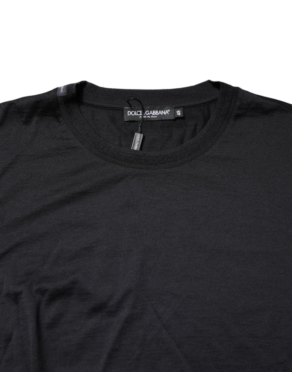 Dolce & Gabbana Dark Blue Silk Crew Neck Men Pullover Sweater