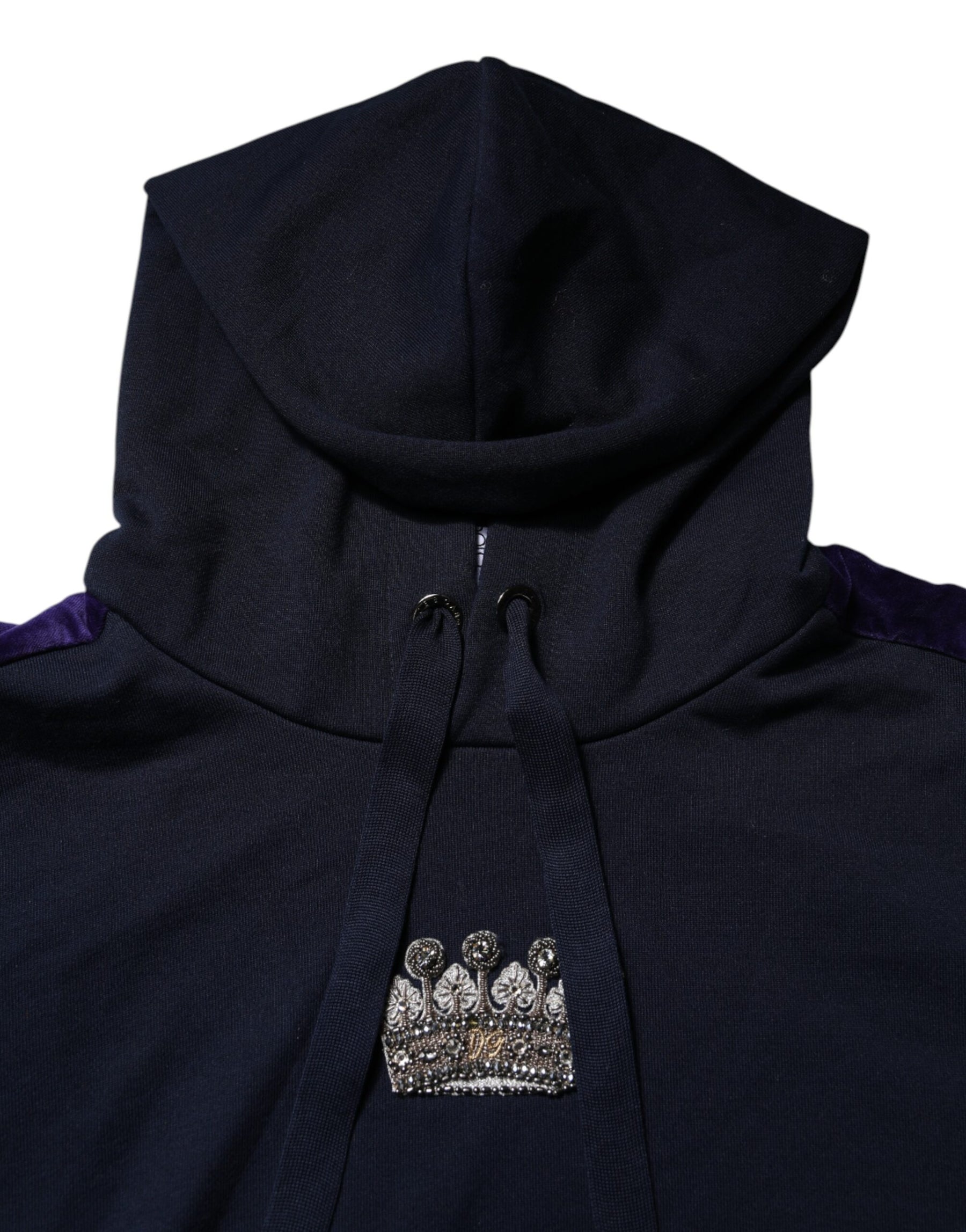 Dolce & Gabbana Black Crown Cotton Hooded Sweatshirt Sweater | Regal Royce