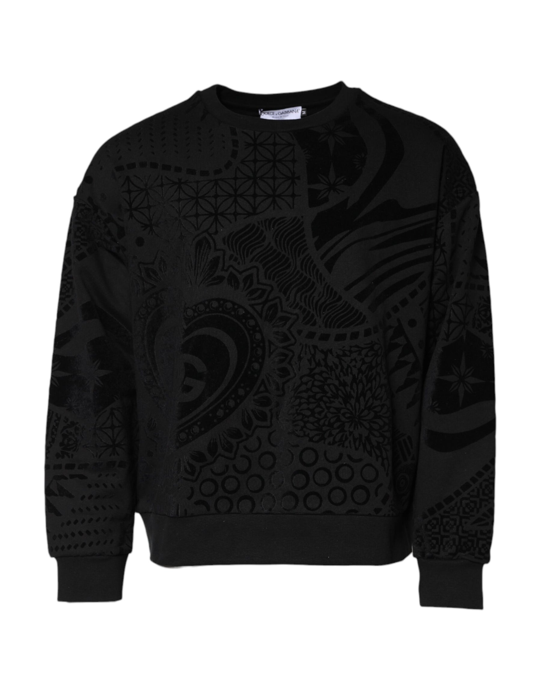 Dolce & Gabbana Black Printed Crew Neck Sweatshirt Sweater | Regal Royce