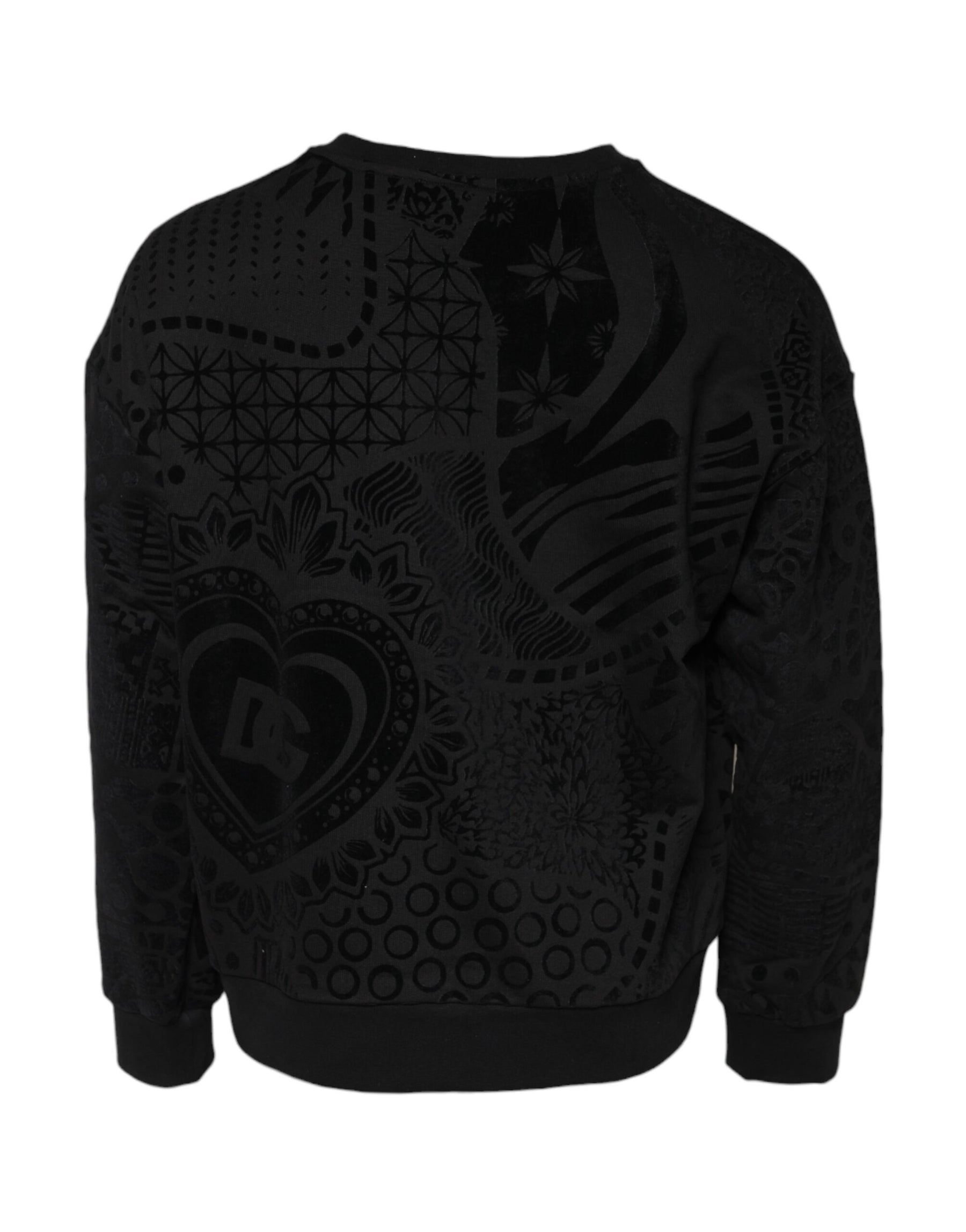 Dolce & Gabbana Black Printed Crew Neck Sweatshirt Sweater | Regal Royce