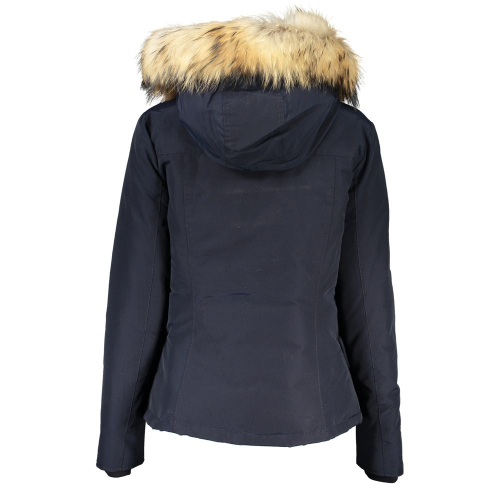 Woolrich Blue Cotton Women's Jacket with Hood | Regal Royce