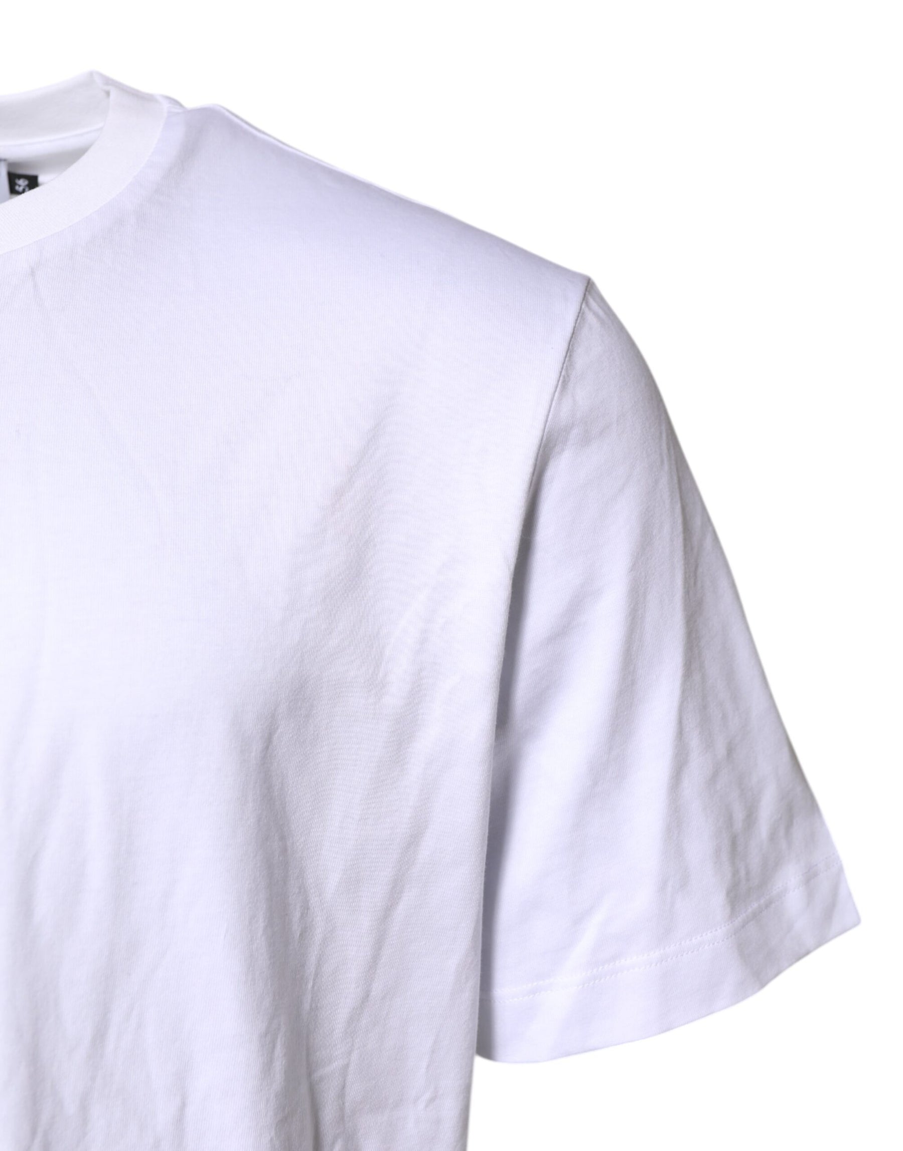 Dolce & Gabbana White Logo Embroidery Crew Neck T-shirt | Regal Royce