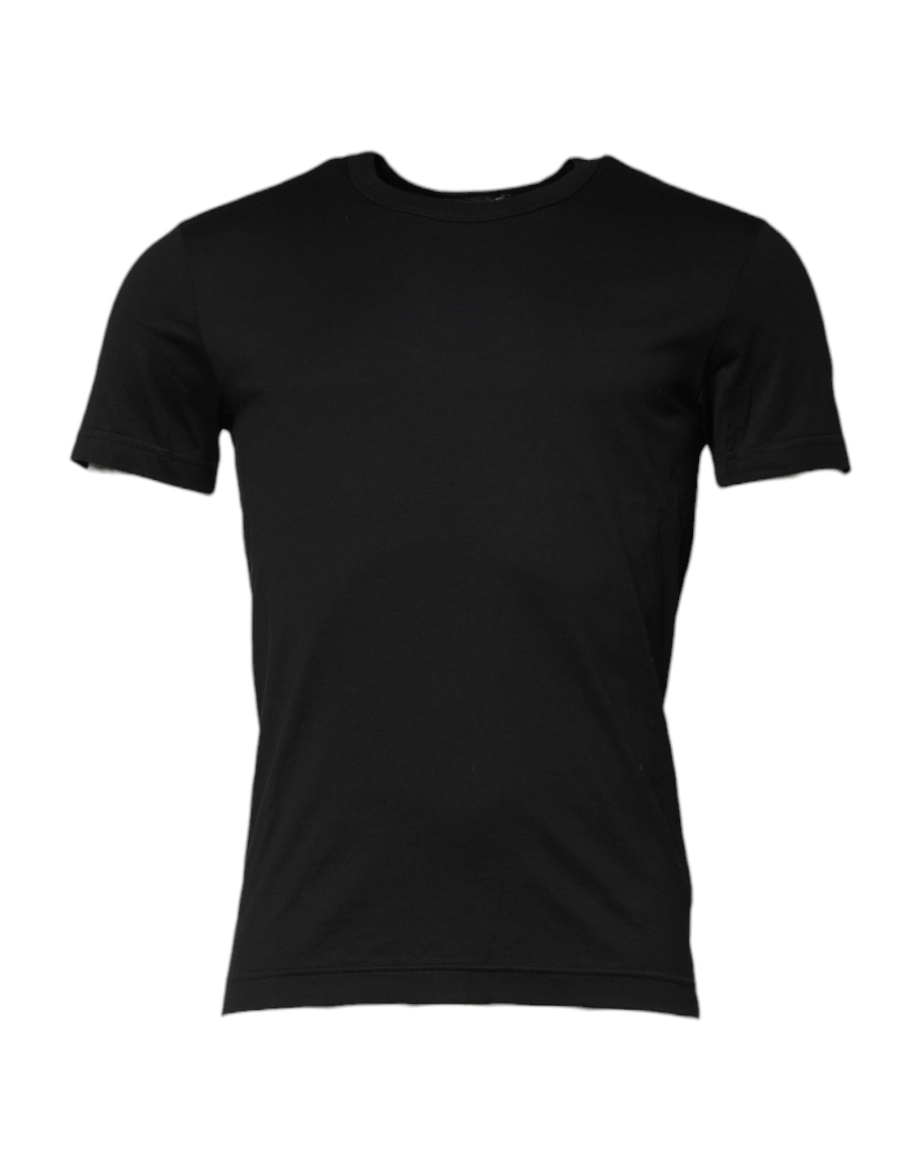 Dolce & Gabbana Black Cotton Short Sleeves Round Neck T-shirt | Regal Royce