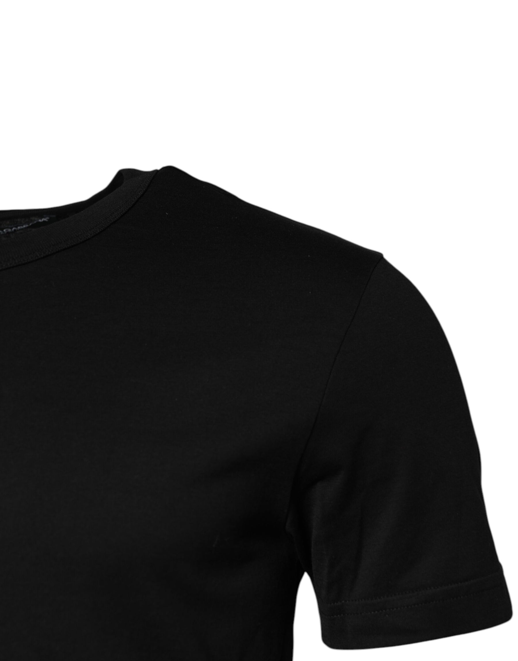 Dolce & Gabbana Black Cotton Short Sleeves Round Neck T-shirt | Regal Royce