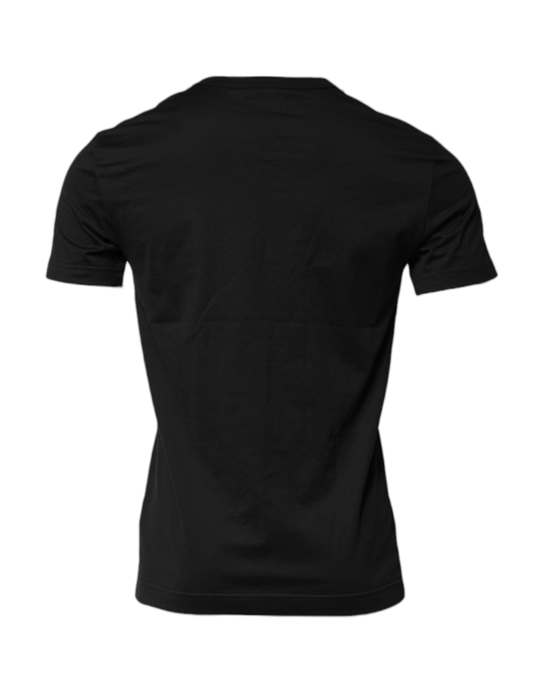 Dolce & Gabbana Black Cotton Short Sleeves Round Neck T-shirt | Regal Royce