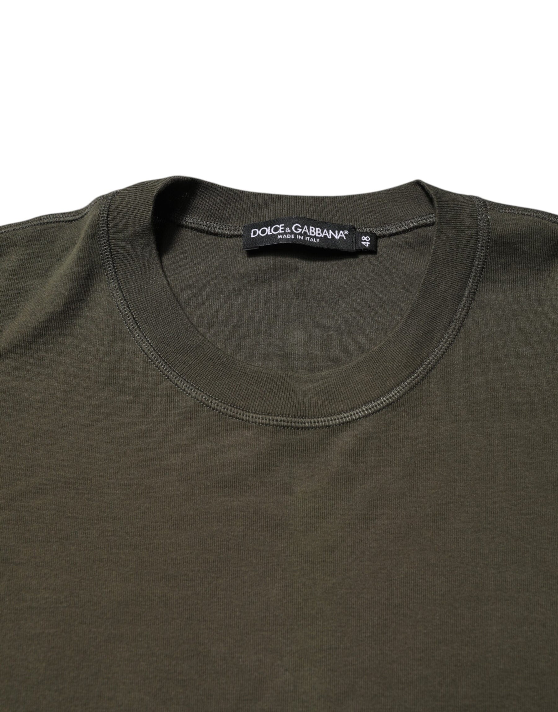 Dolce & Gabbana Dark Green Long Sleeves Crew Neck T-shirt | Regal Royce