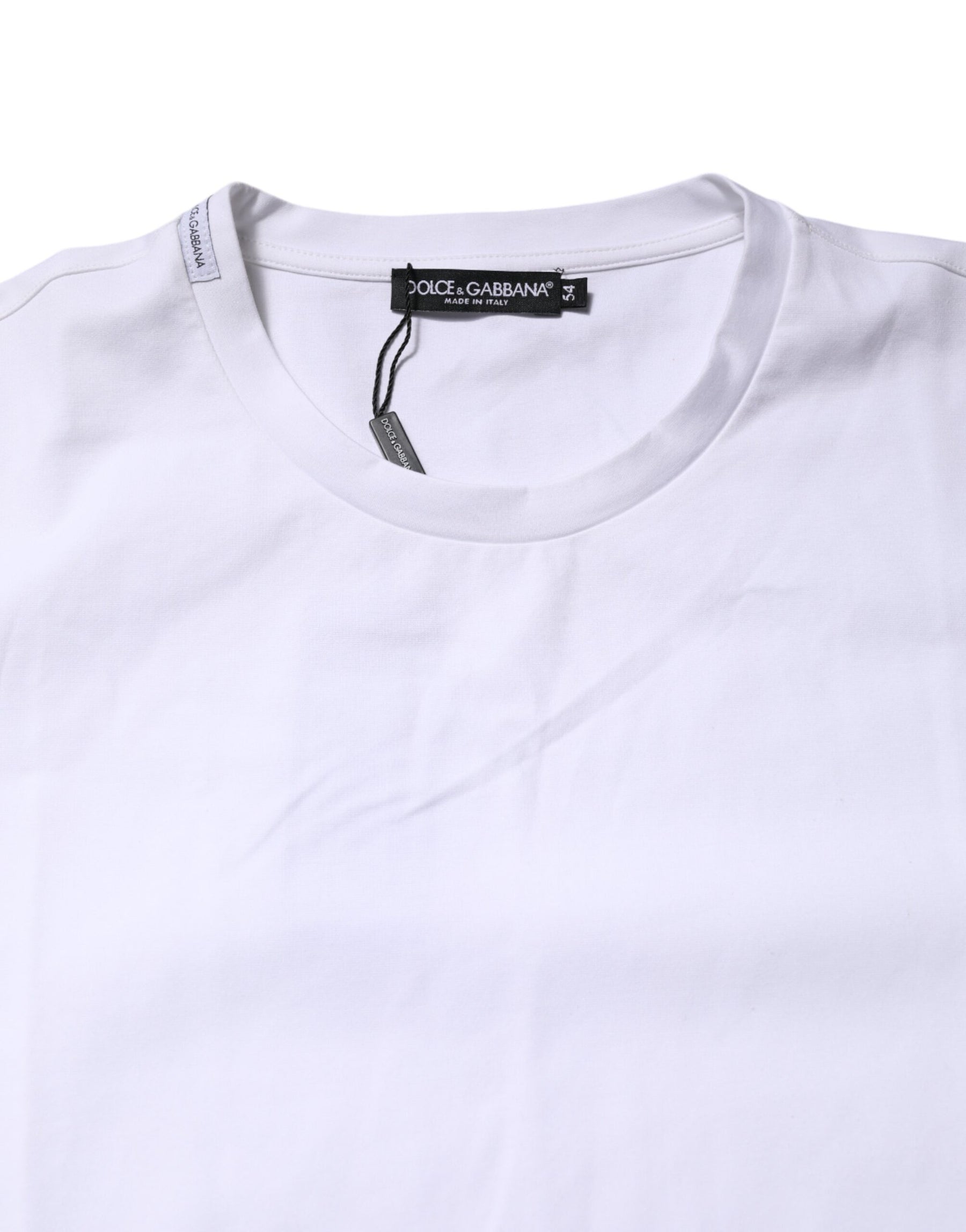 Dolce & Gabbana White Cotton Short Sleeves Crew Neck T-shirt | Regal Royce