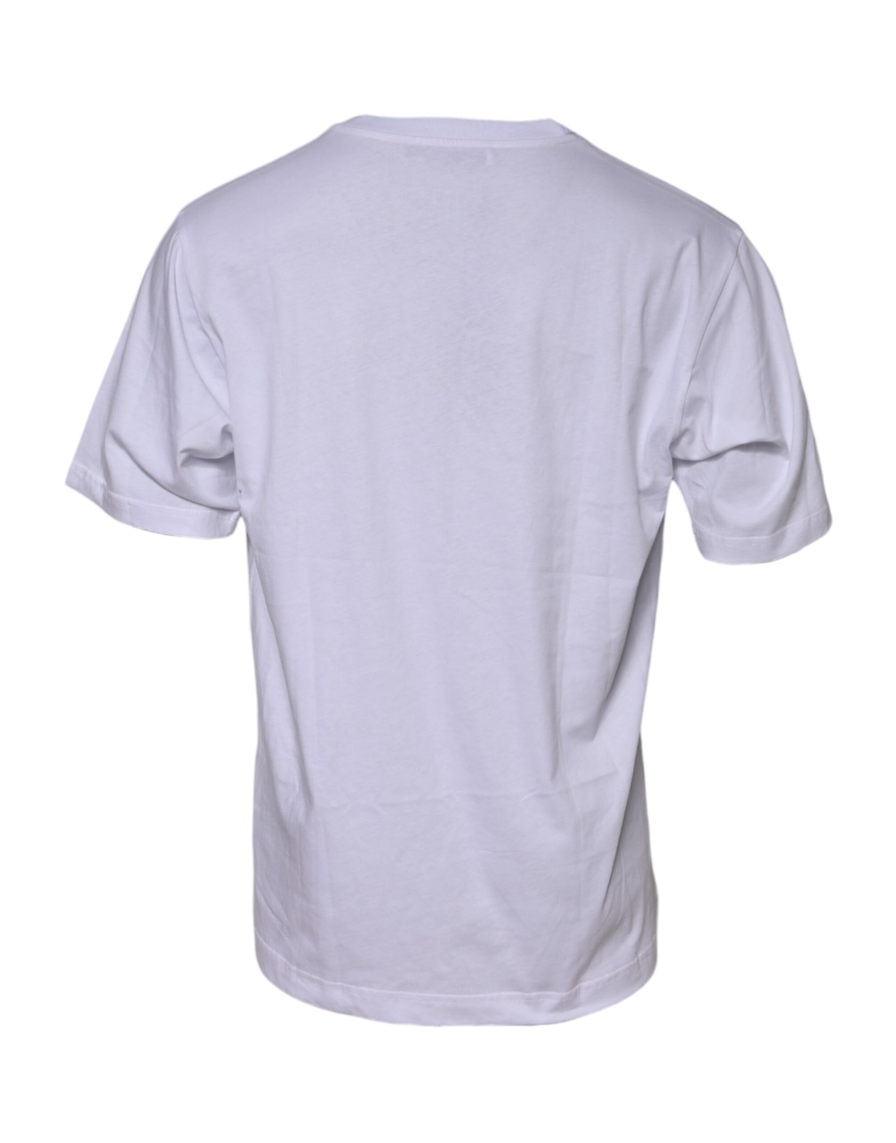 Dolce & Gabbana White Cotton Logo Print Crew Neck T-shirt | Regal Royce