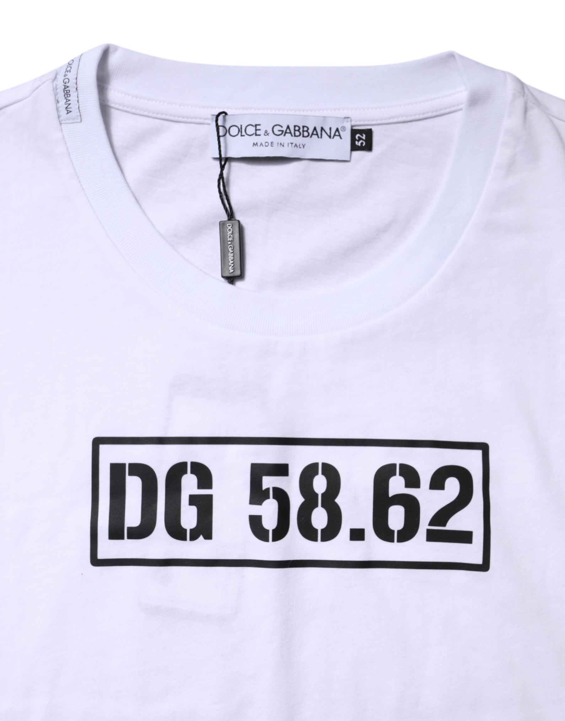 Dolce & Gabbana White Cotton Logo Print Crew Neck T-shirt | Regal Royce