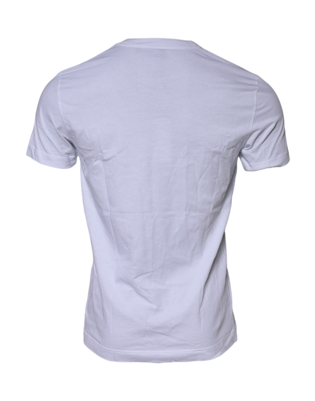 Dolce & Gabbana White Cotton Logo Patch Crew Neck T-shirt