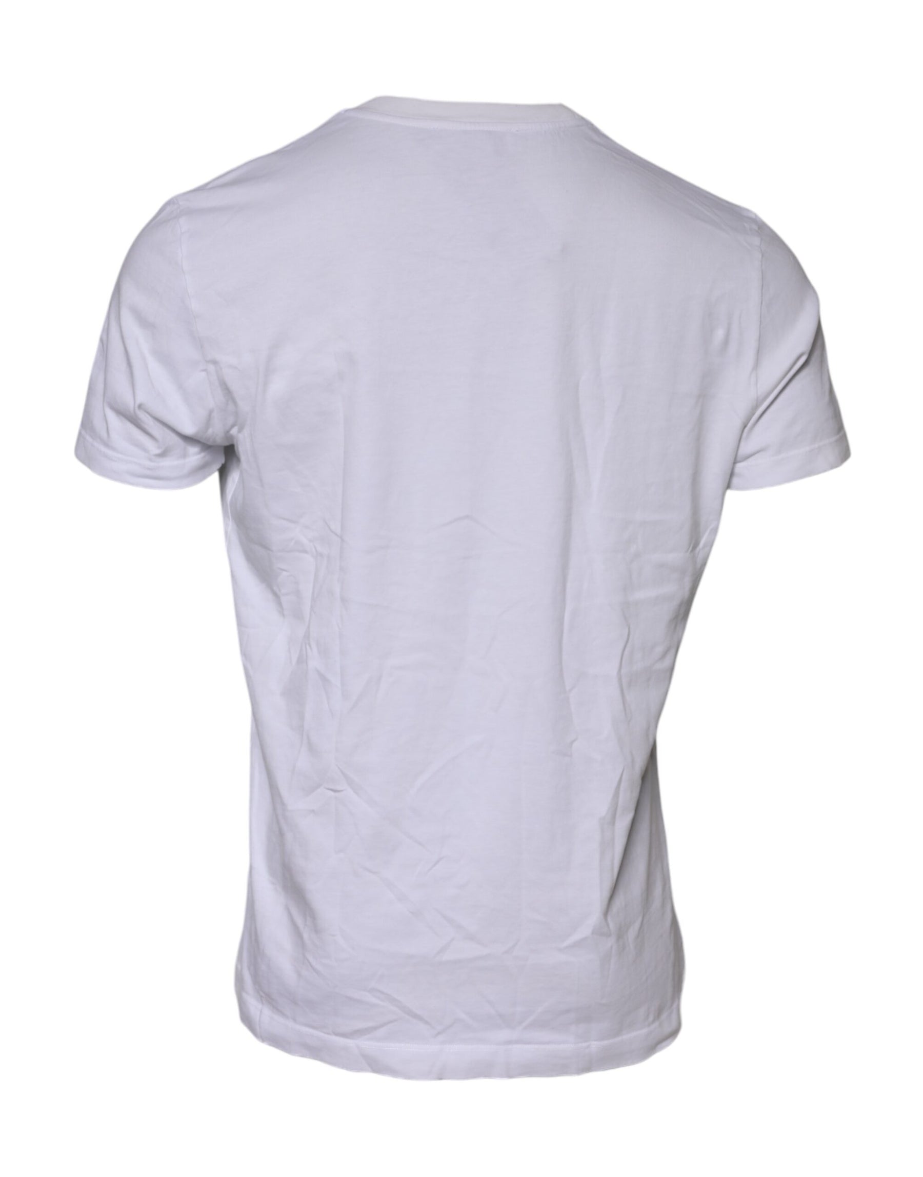 Dolce & Gabbana White Cotton Logo Patch Crew Neck T-shirt | Regal Royce