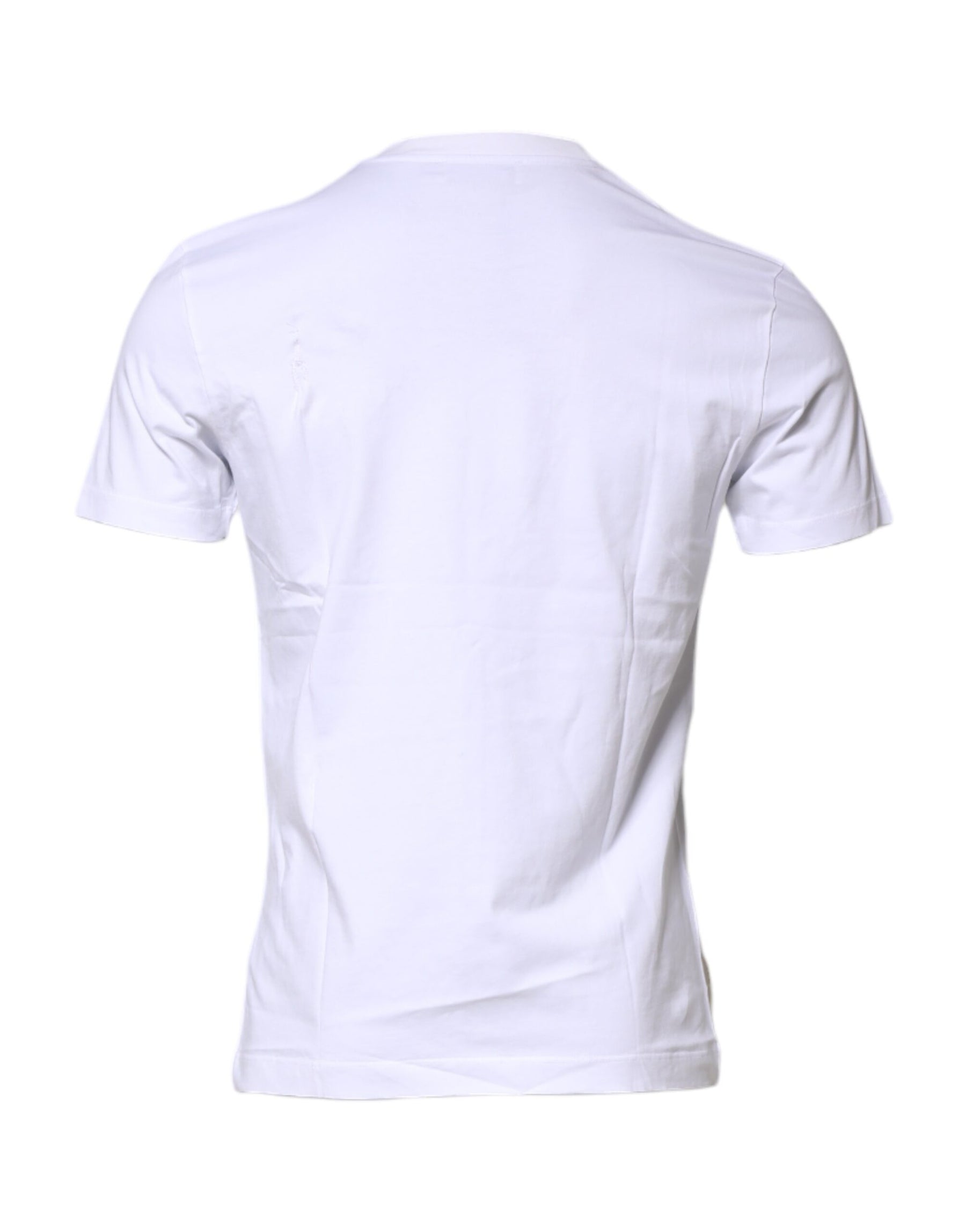 Dolce & Gabbana White Cotton Logo Patch Crew Neck T-shirt | Regal Royce