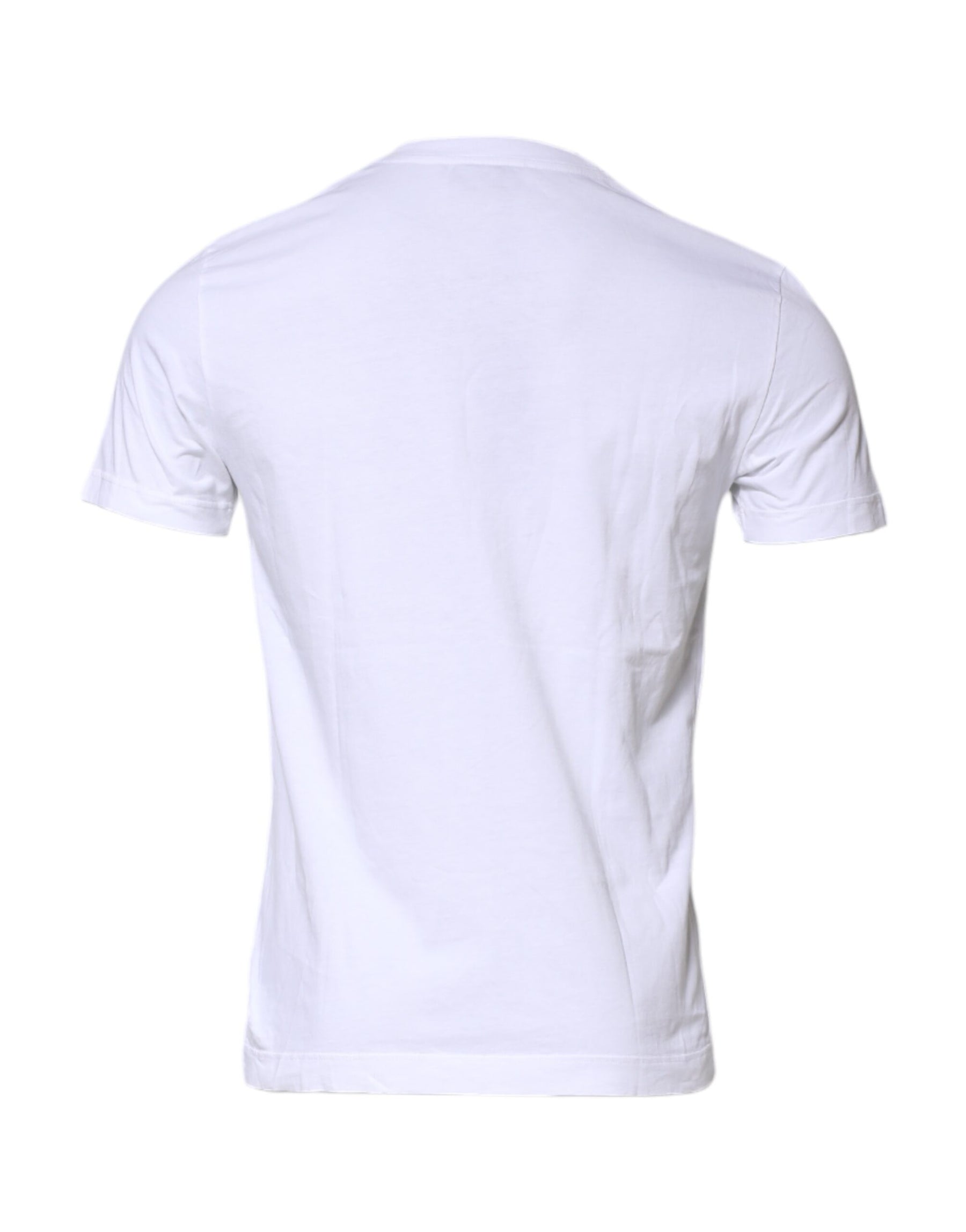 Dolce & Gabbana White Cotton Men Crew Neck Tee T-shirt | Regal Royce