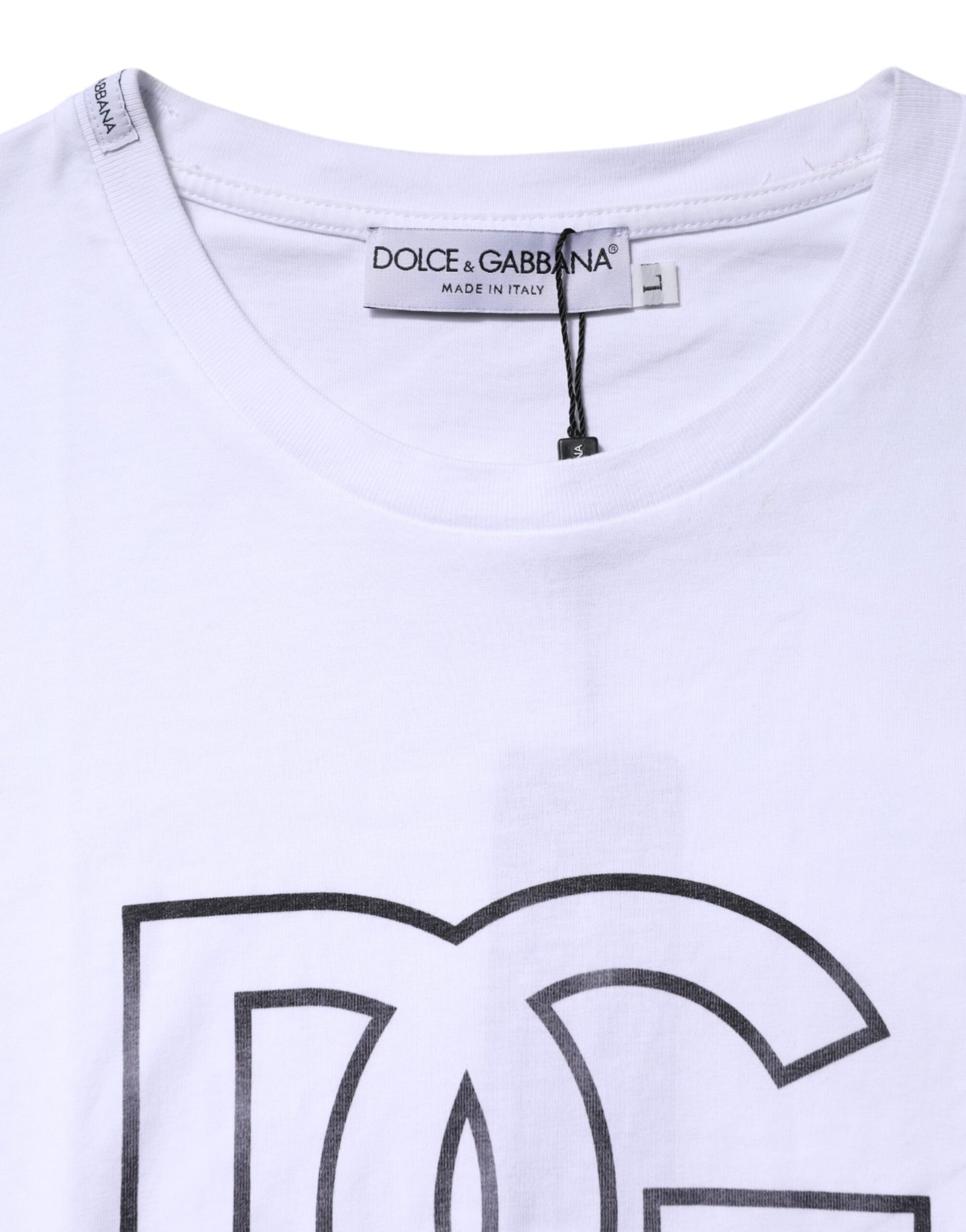 Dolce & Gabbana White DG Logo Print Short Sleeves T-shirt | Regal Royce