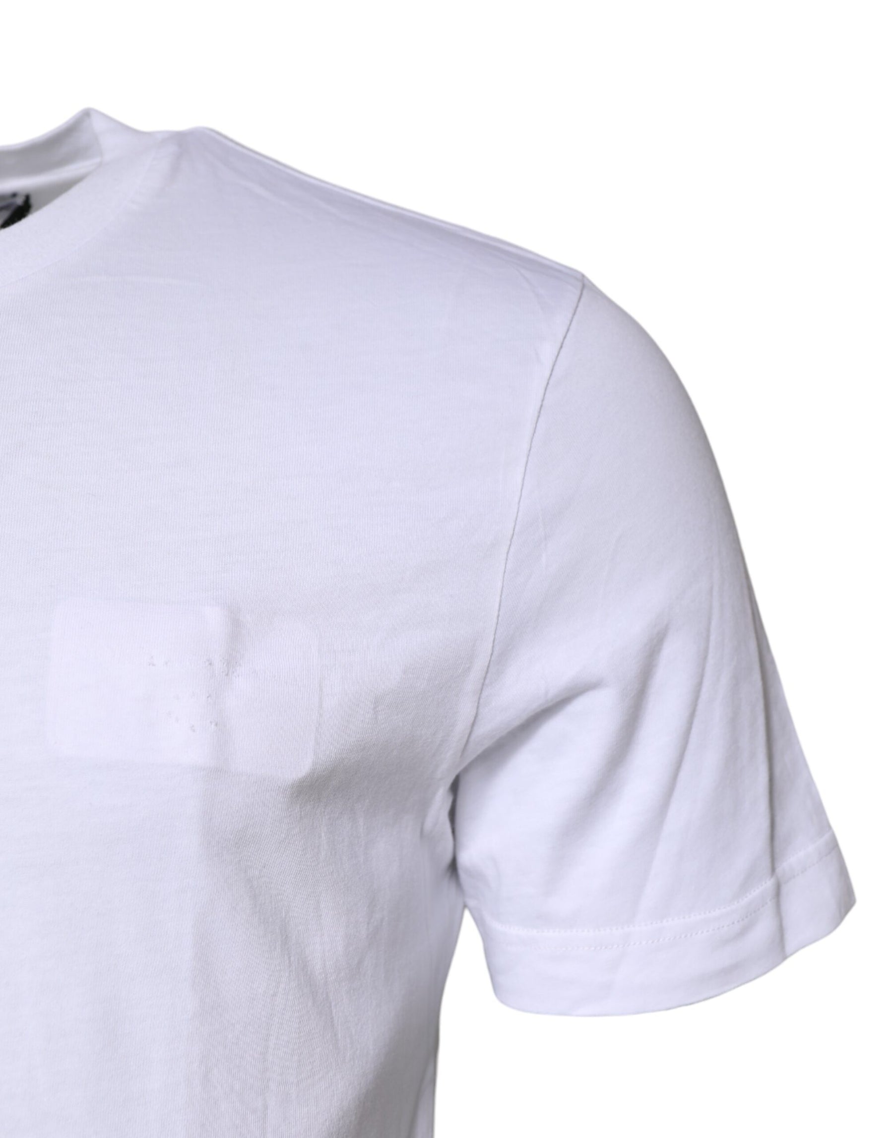 Dolce & Gabbana White Cotton Crew Neck Short Sleeves T-shirt | Regal Royce