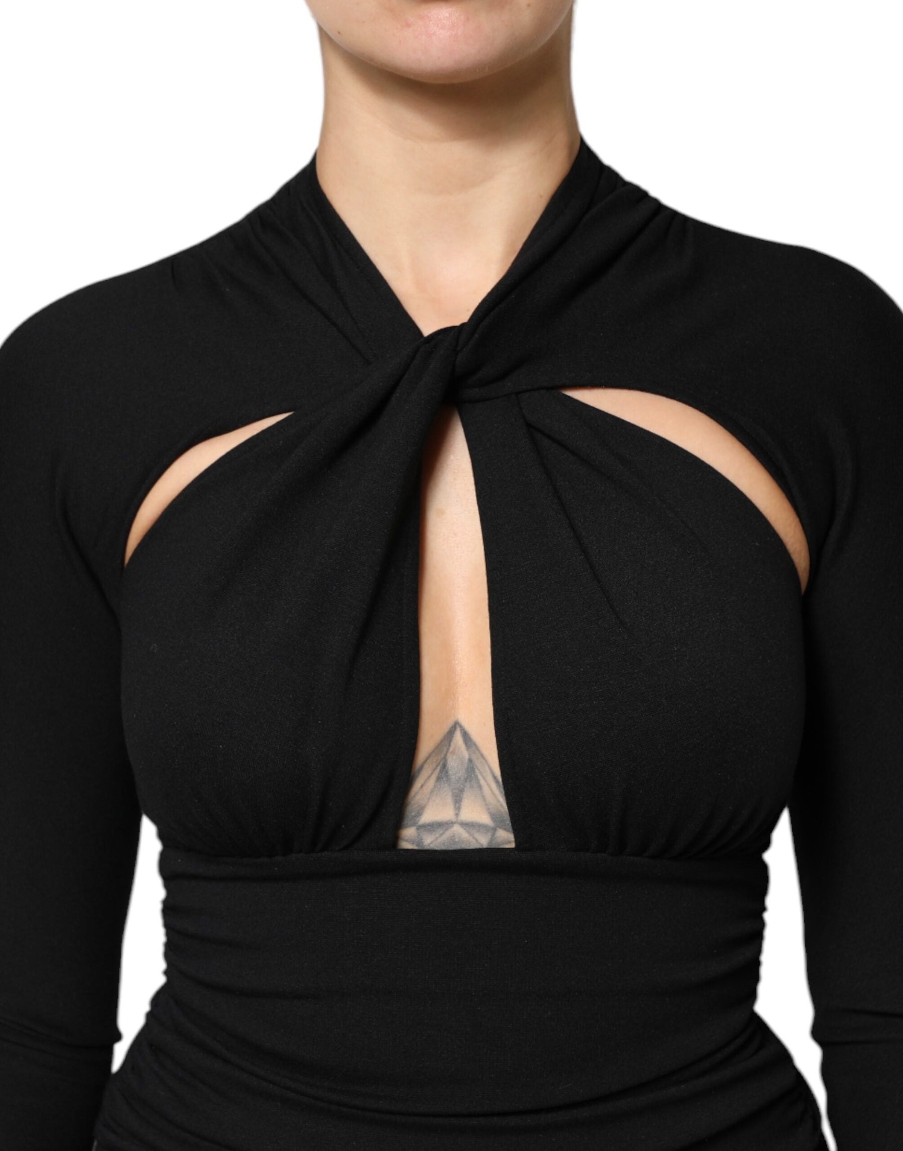 Dolce & Gabbana Black Long Sleeves Sheath Midi Dress | Regal Royce