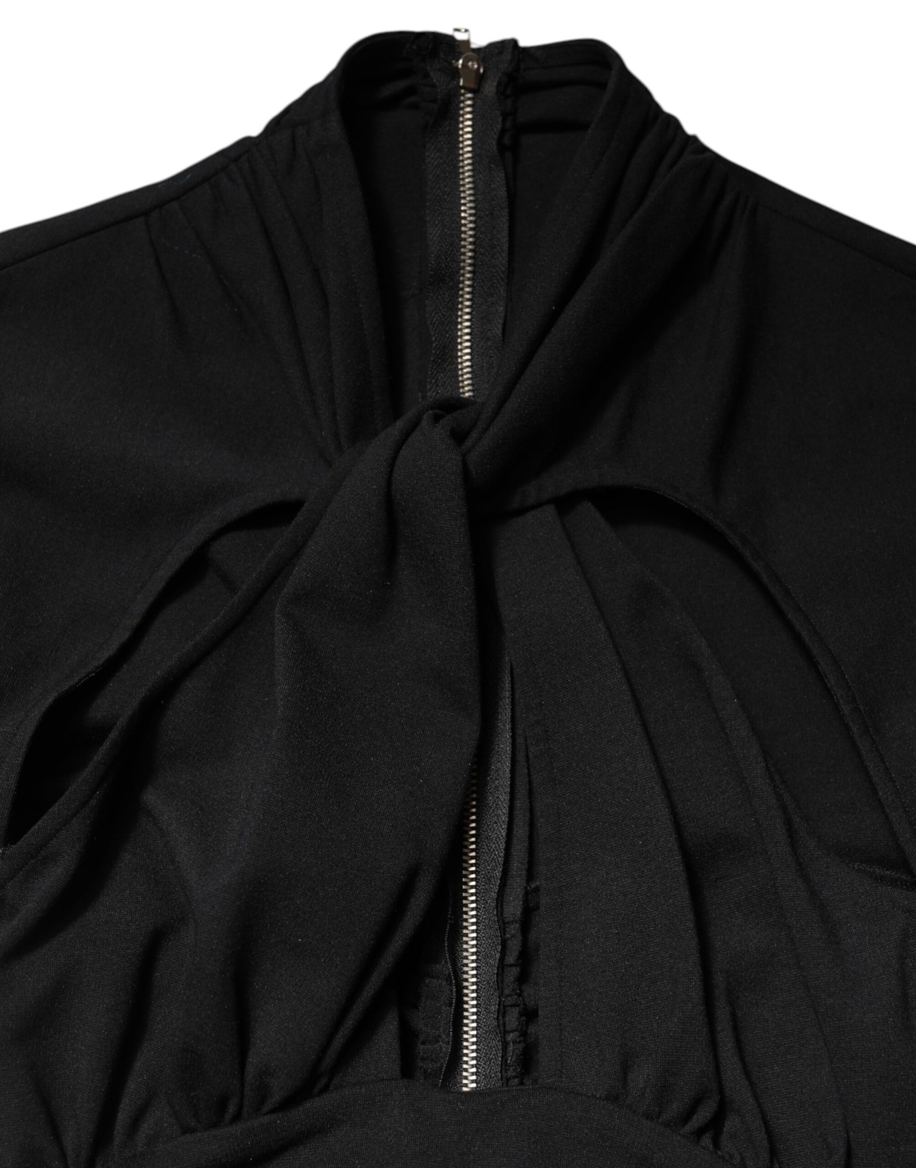 Dolce & Gabbana Black Long Sleeves Sheath Midi Dress | Regal Royce