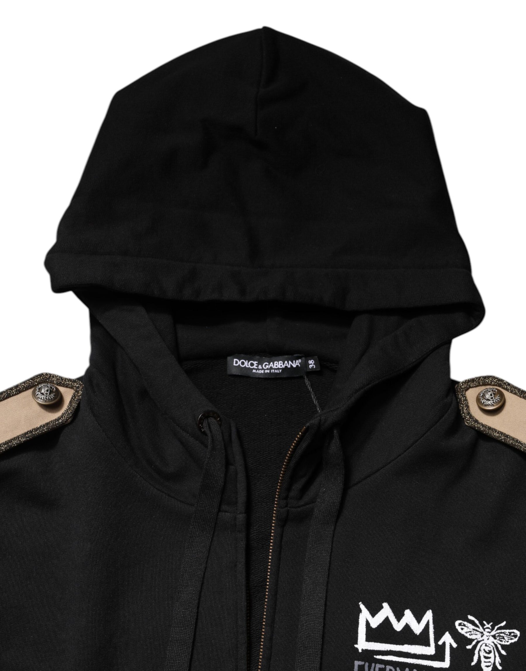 Dolce & Gabbana Black Logo Hooded Full Zip Sweatshirt Jacket | Regal Royce