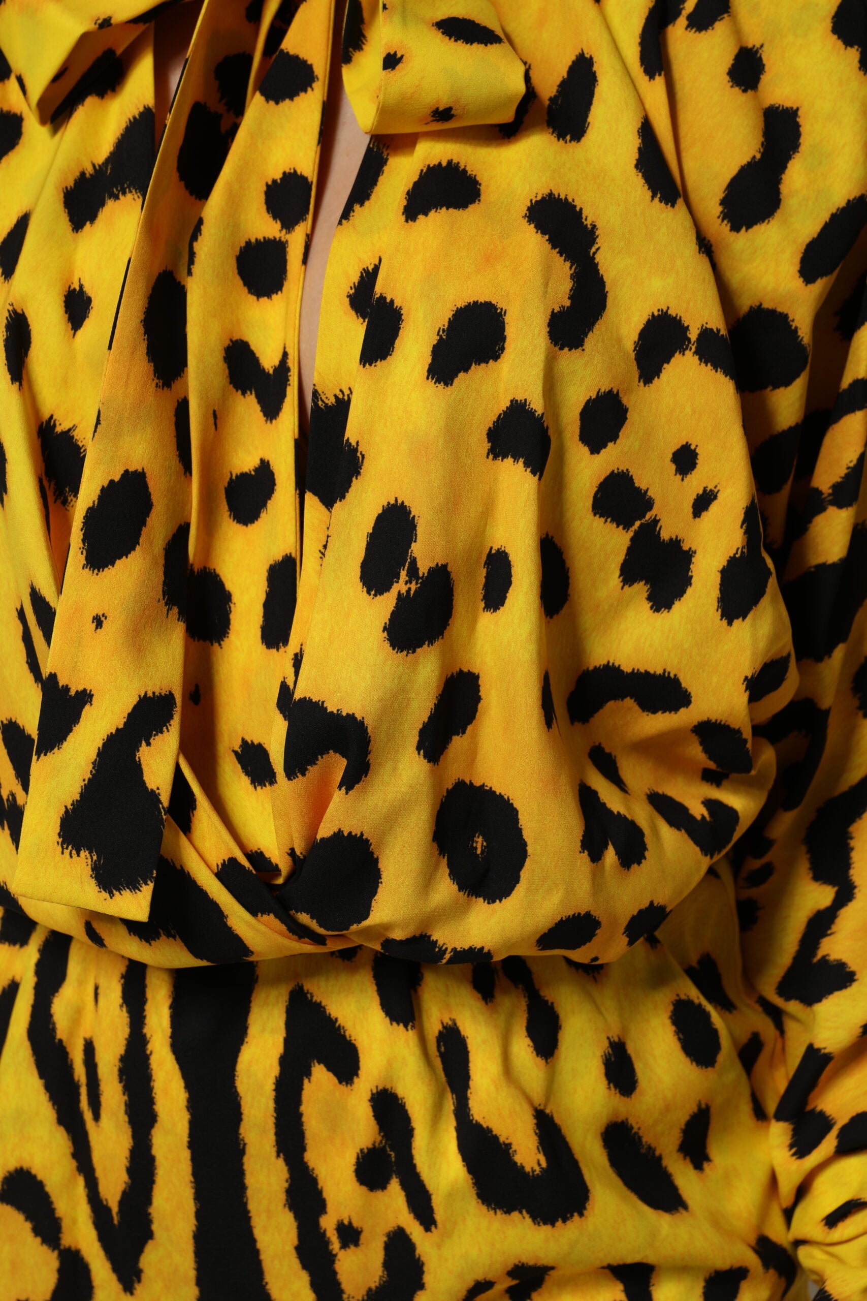 Dolce & Gabbana Yellow Leopard Long Sleeves Jumpsuit Dress | Regal Royce