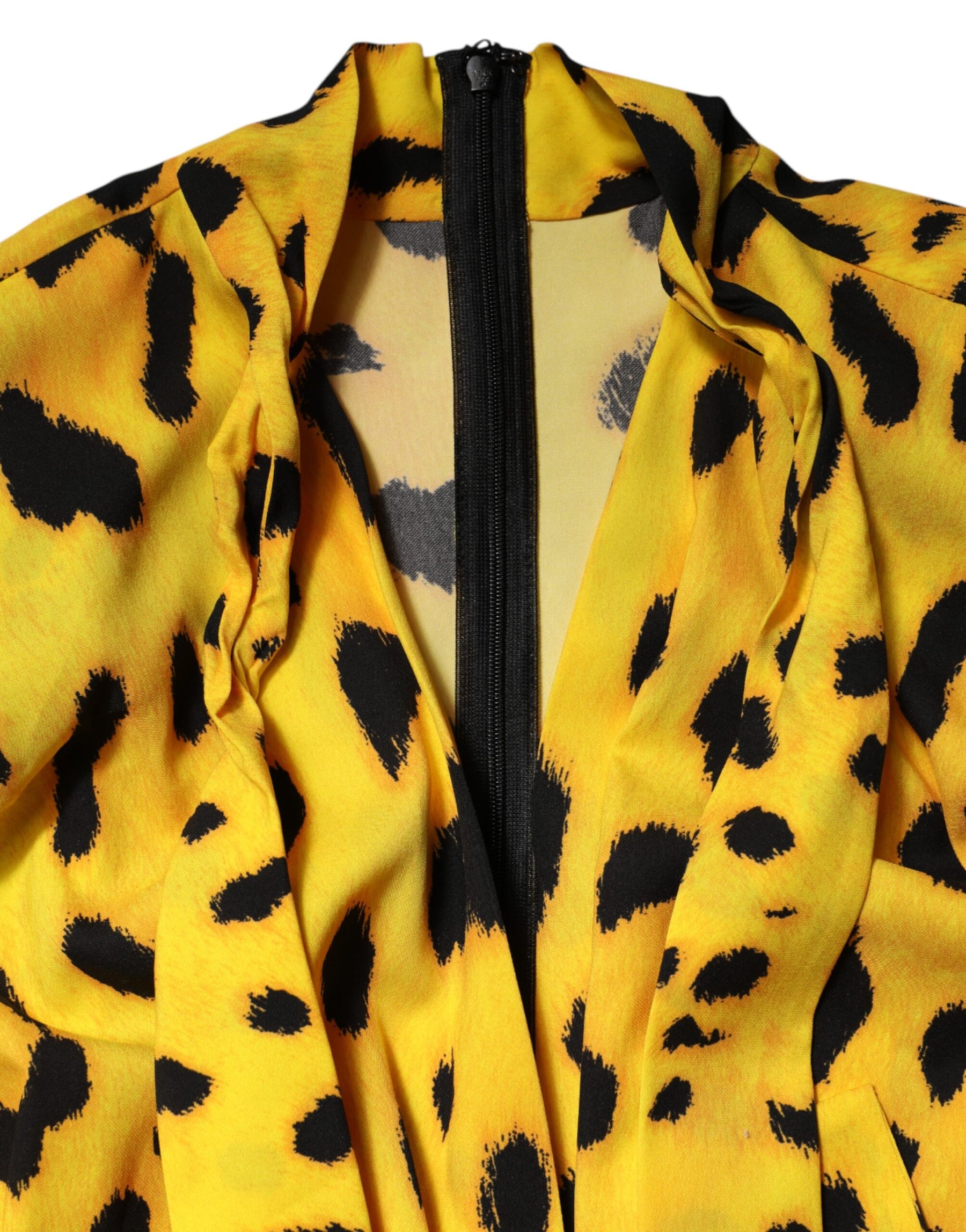 Dolce & Gabbana Yellow Leopard Long Sleeves Jumpsuit Dress | Regal Royce