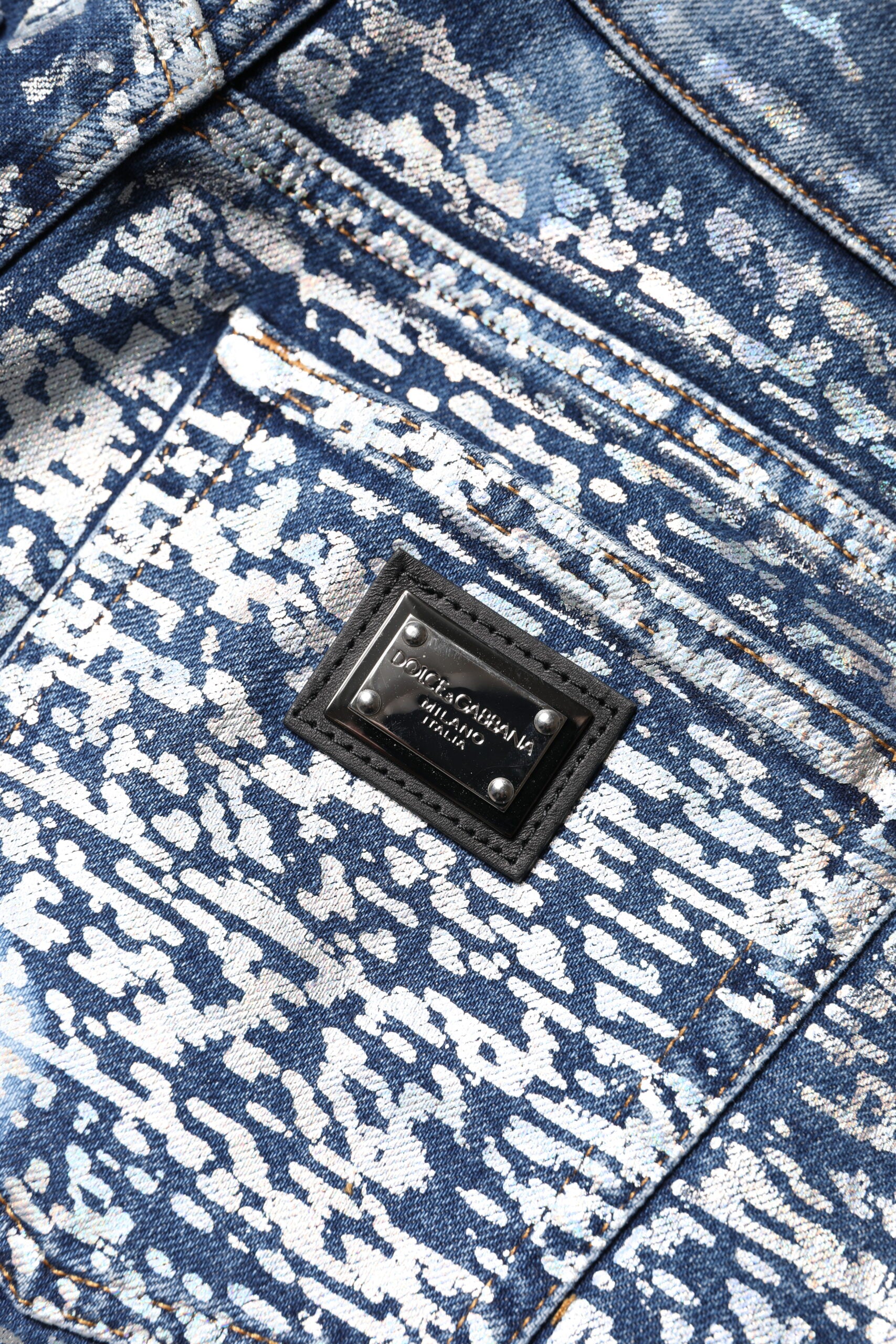 Dolce & Gabbana Blue Washed Print High Waist Denim Jeans | Regal Royce