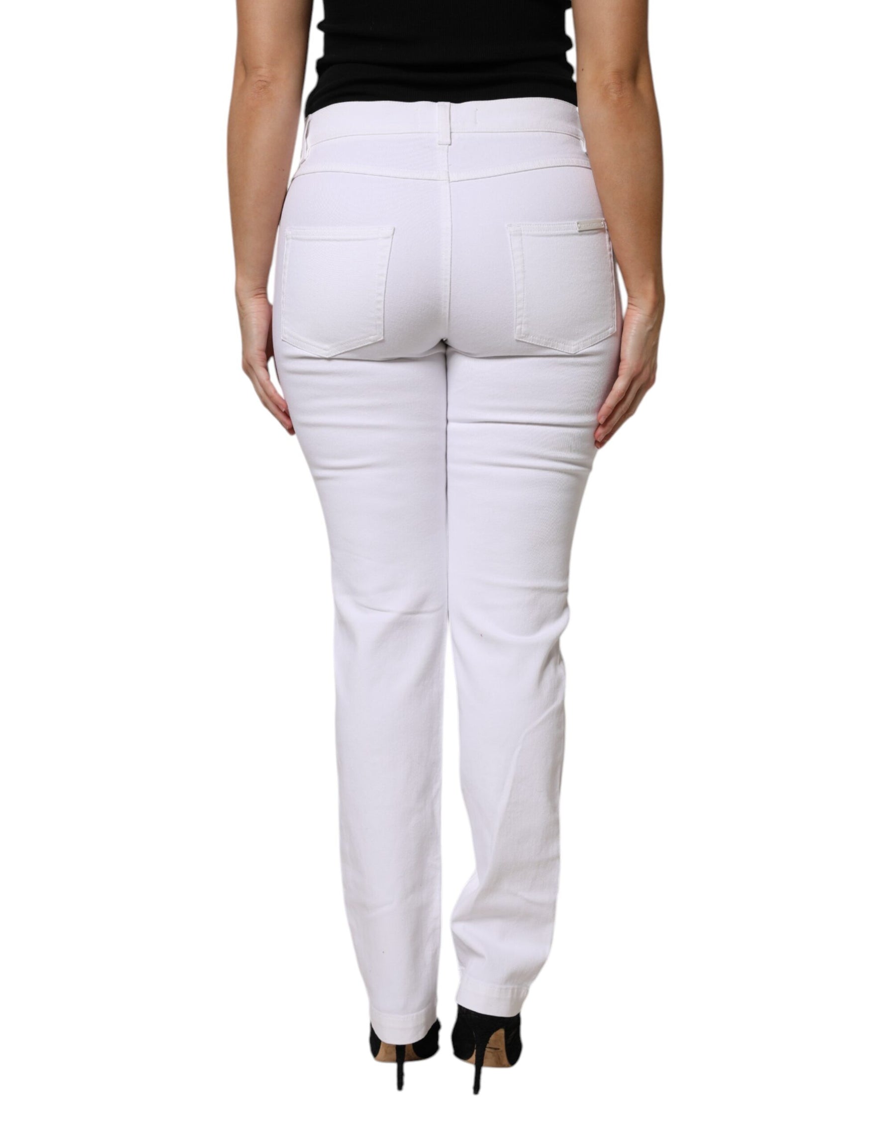 Dolce & Gabbana White Floral Sequined GIRLY Denim Jeans | Regal Royce