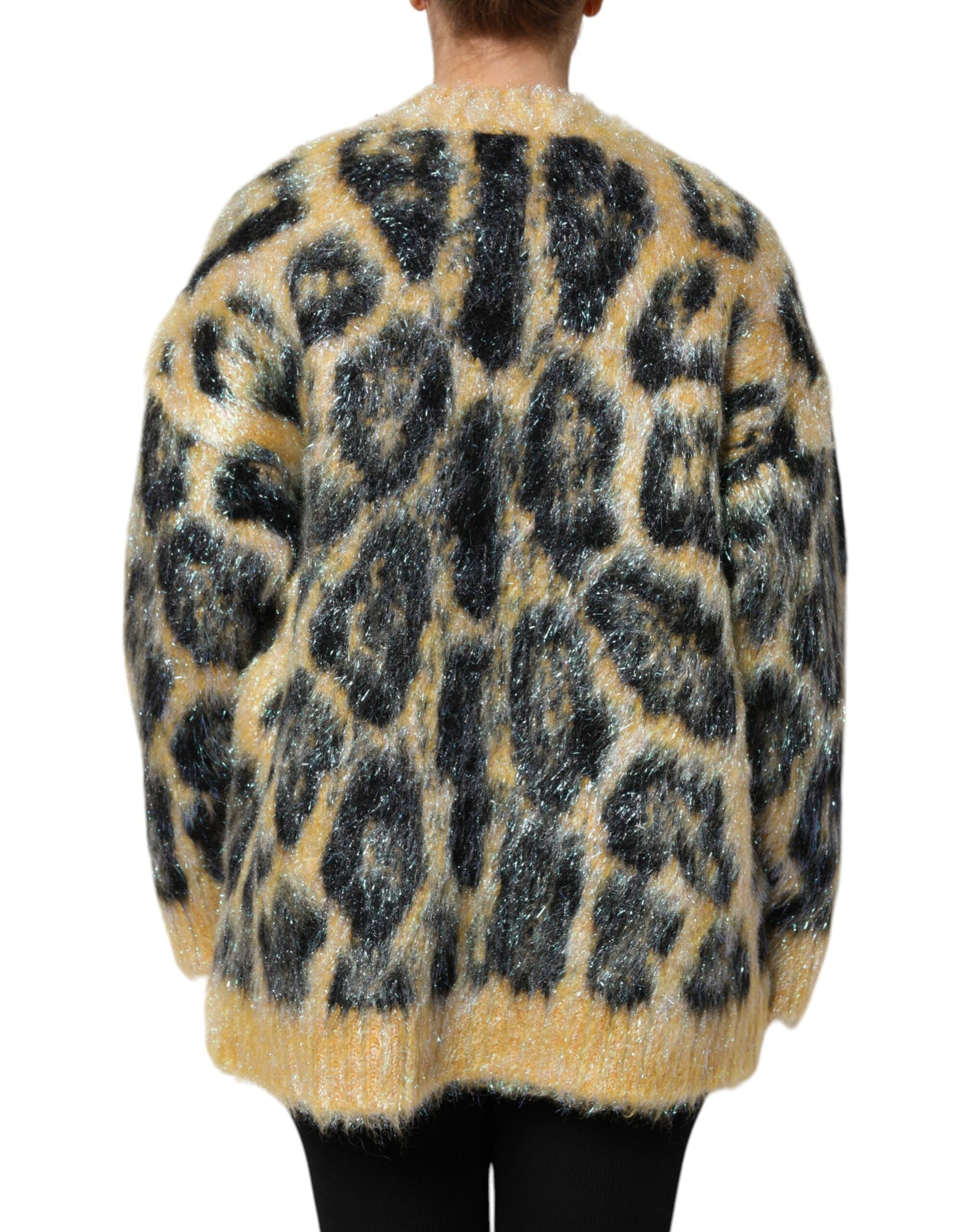 Dolce & Gabbana Multicolor Leopard Mohair Crew Neck Sweater | Regal Royce