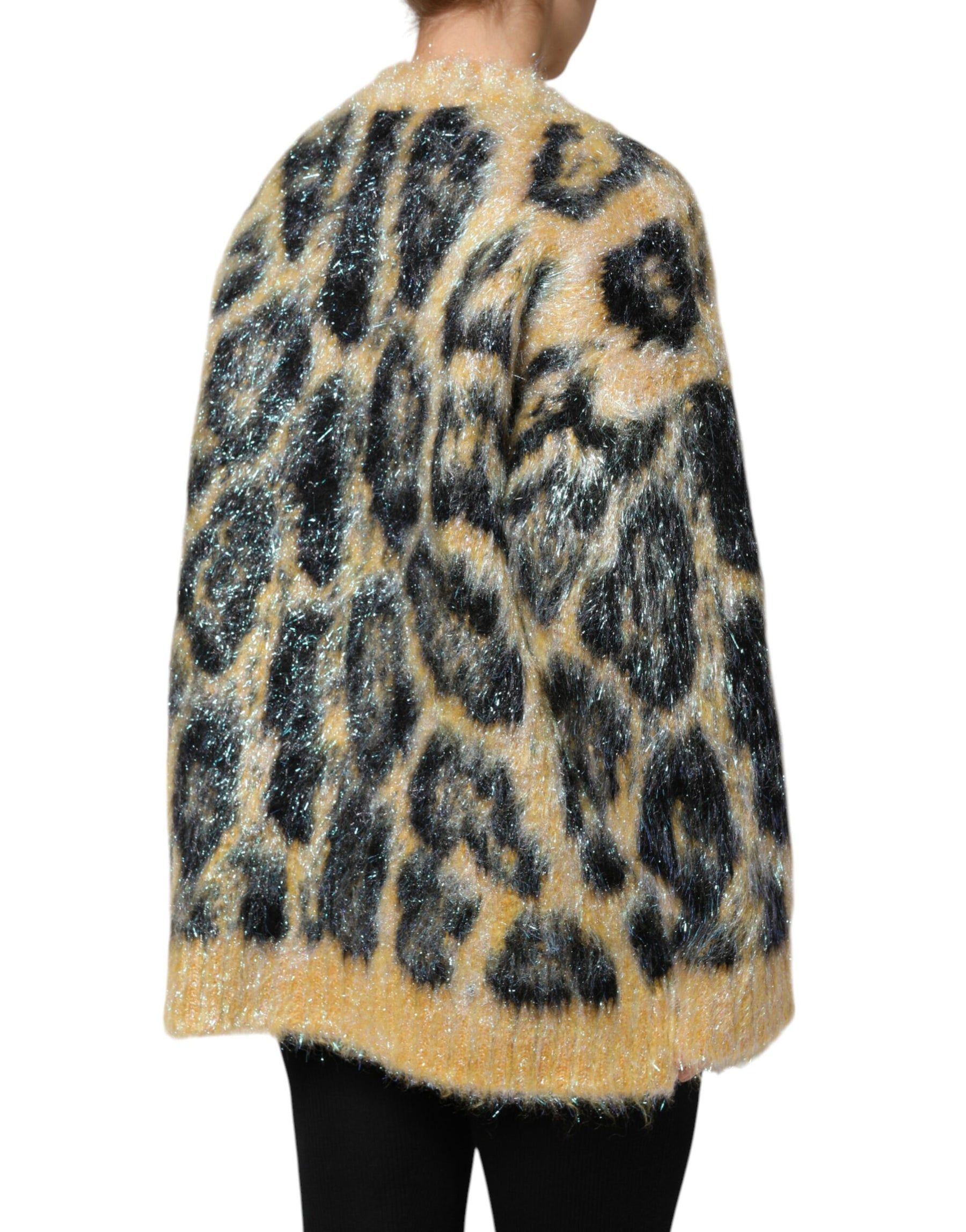 Dolce & Gabbana Multicolor Leopard Mohair Crew Neck Sweater | Regal Royce