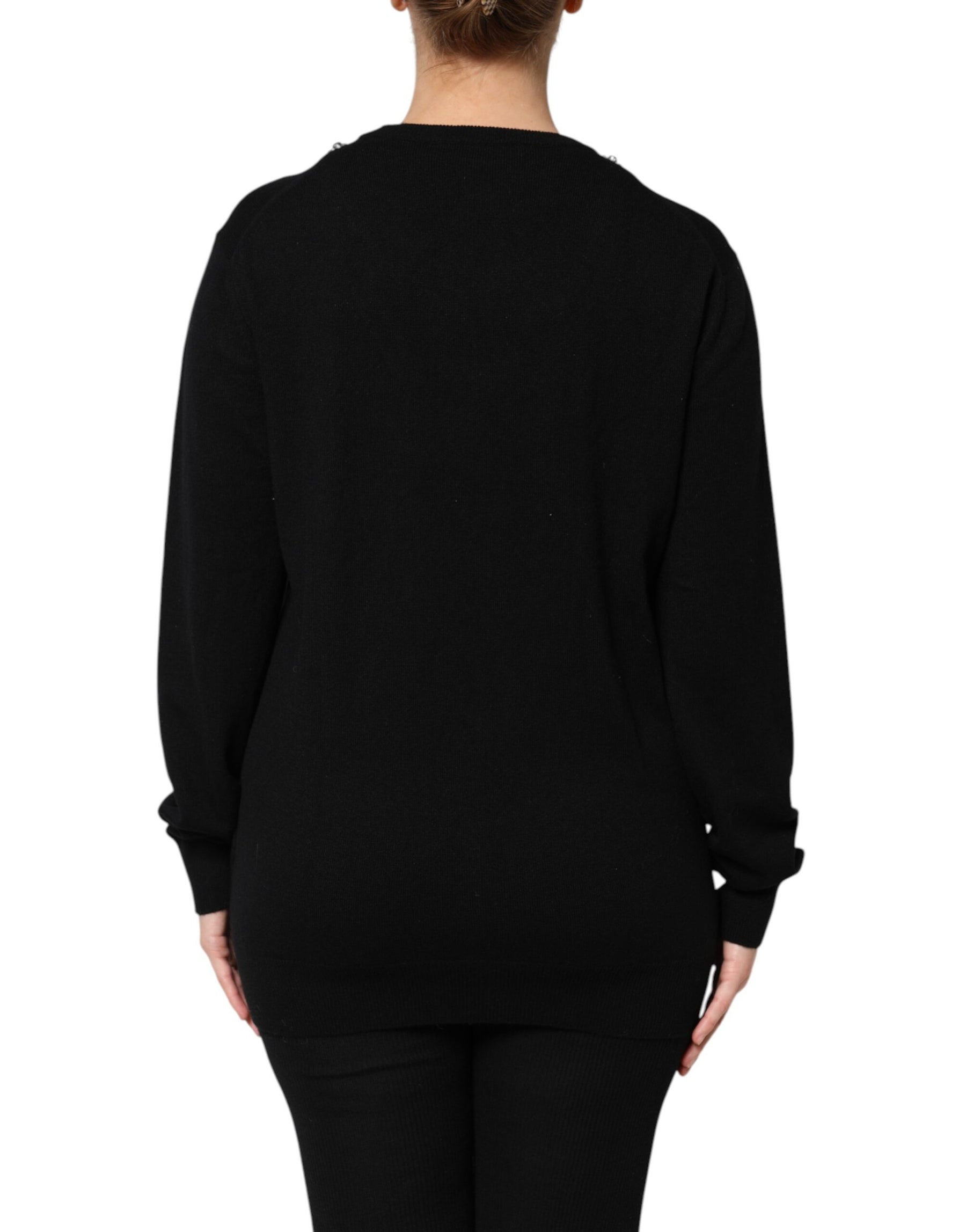 Dolce & Gabbana Black Cashmere Crystal Embellished Sweater | Regal Royce