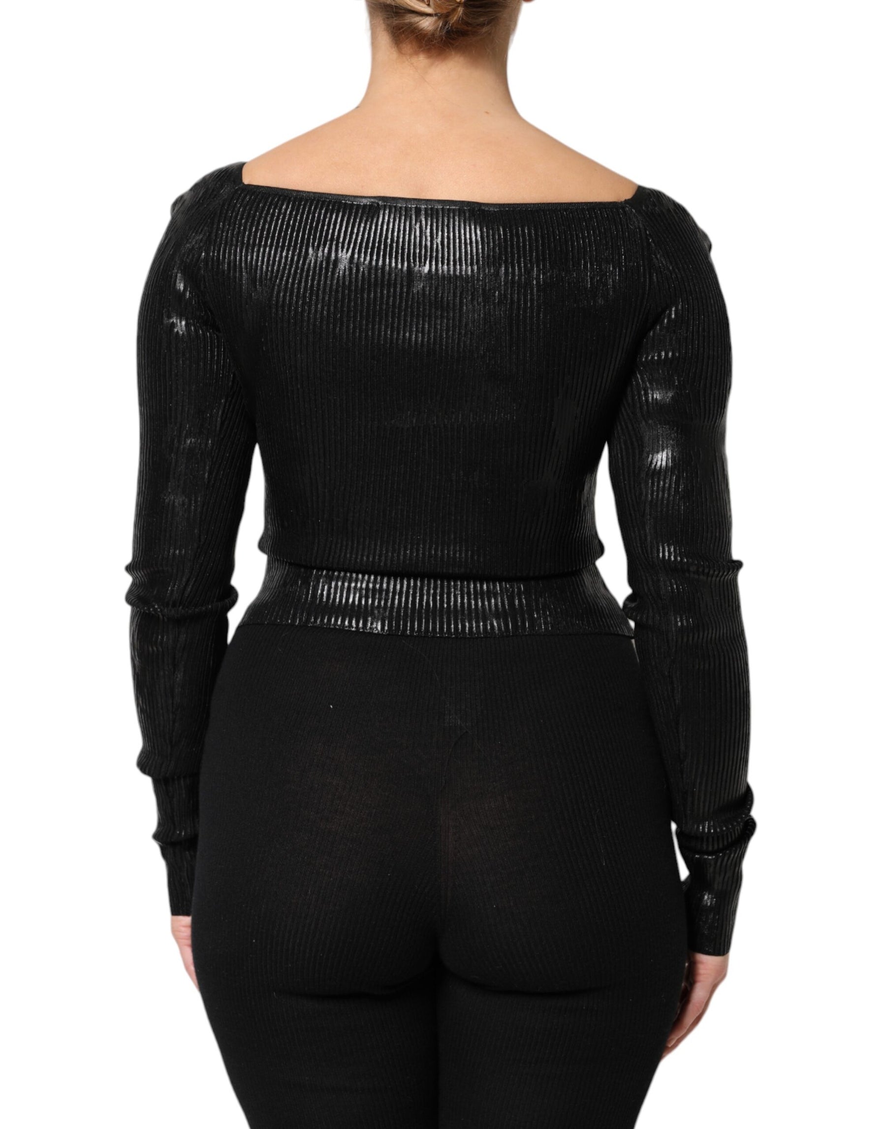 Dolce & Gabbana Black Viscose Long Sleeves Fitted Blouse Top | Regal Royce