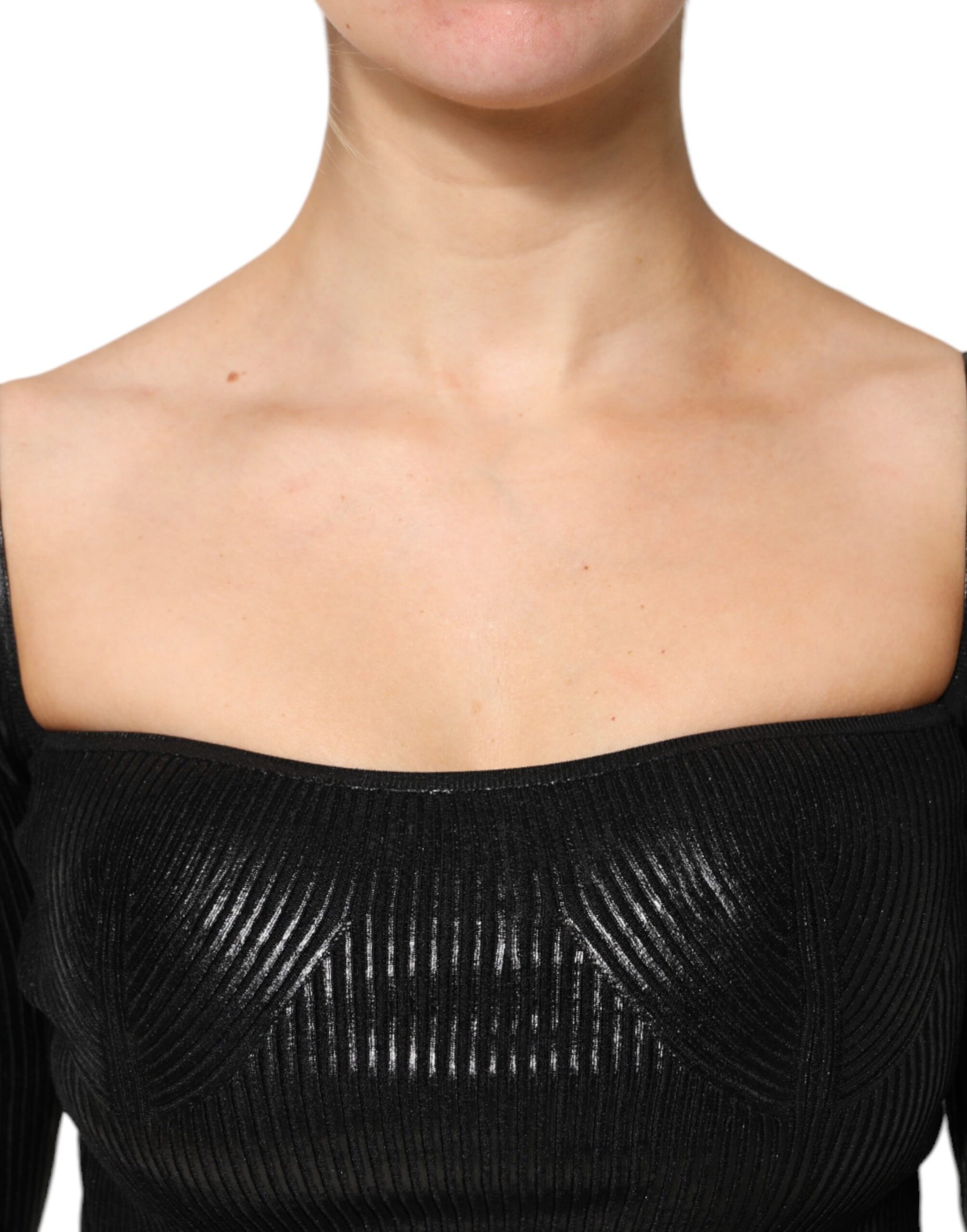 Dolce & Gabbana Black Viscose Long Sleeves Fitted Blouse Top | Regal Royce