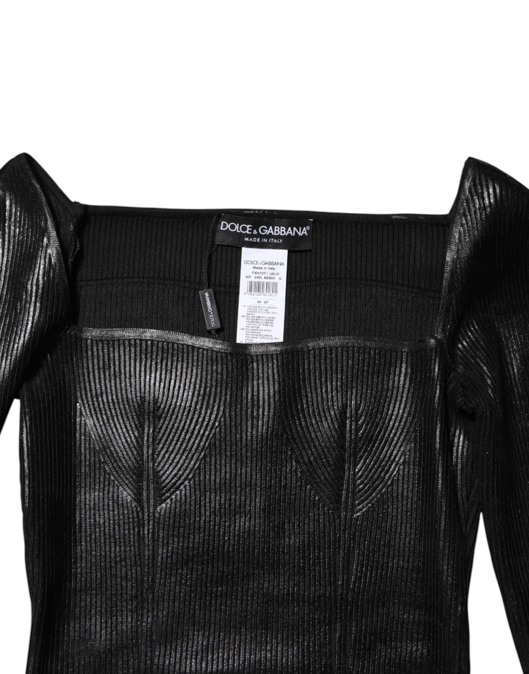 Dolce & Gabbana Black Viscose Long Sleeves Fitted Blouse Top | Regal Royce