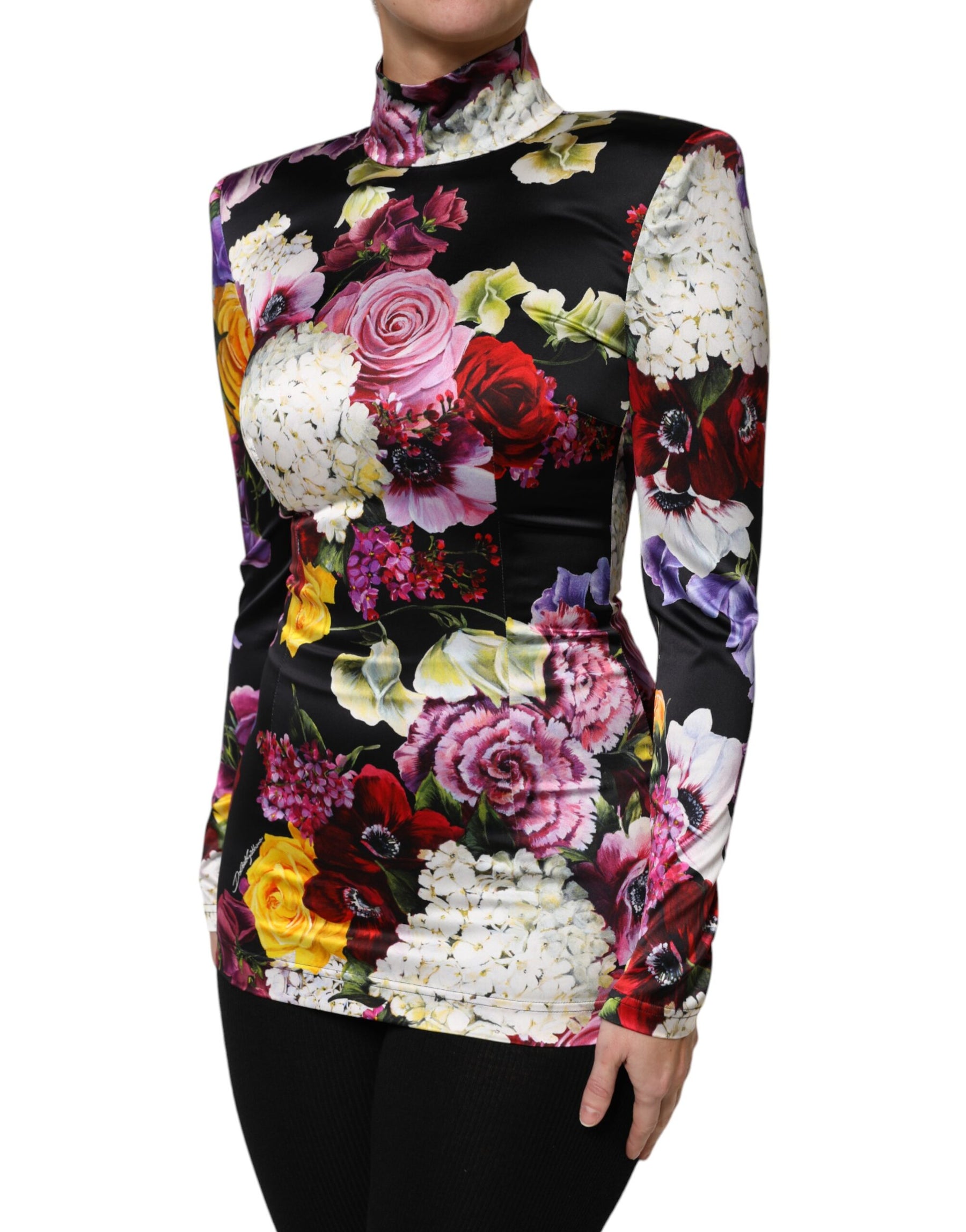 Dolce & Gabbana Multicolor Ortensies Long Sleeves Blouse Top | Regal Royce