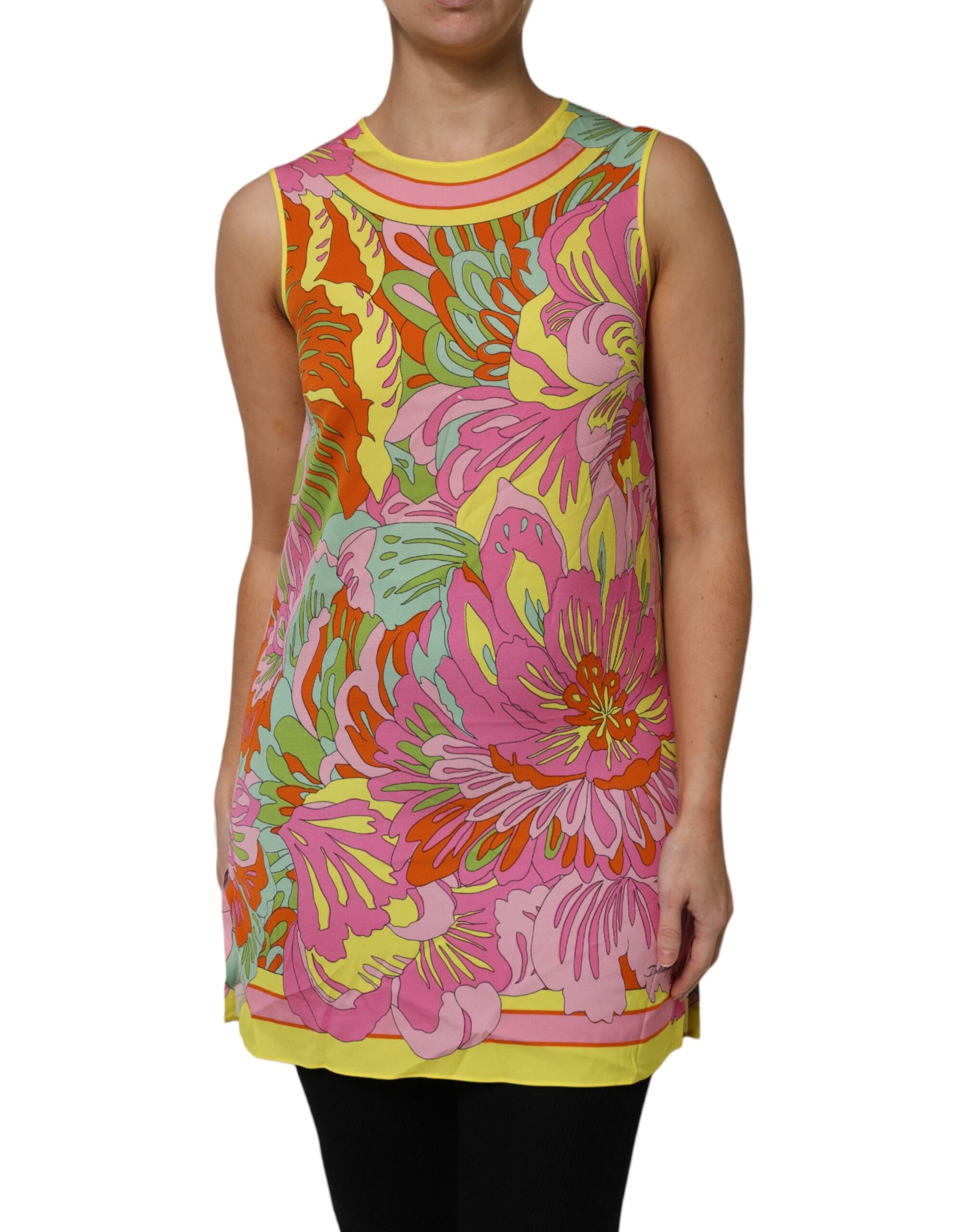 Dolce & Gabbana Multicolor Floral Round Neck Sleeveless Top | Regal Royce