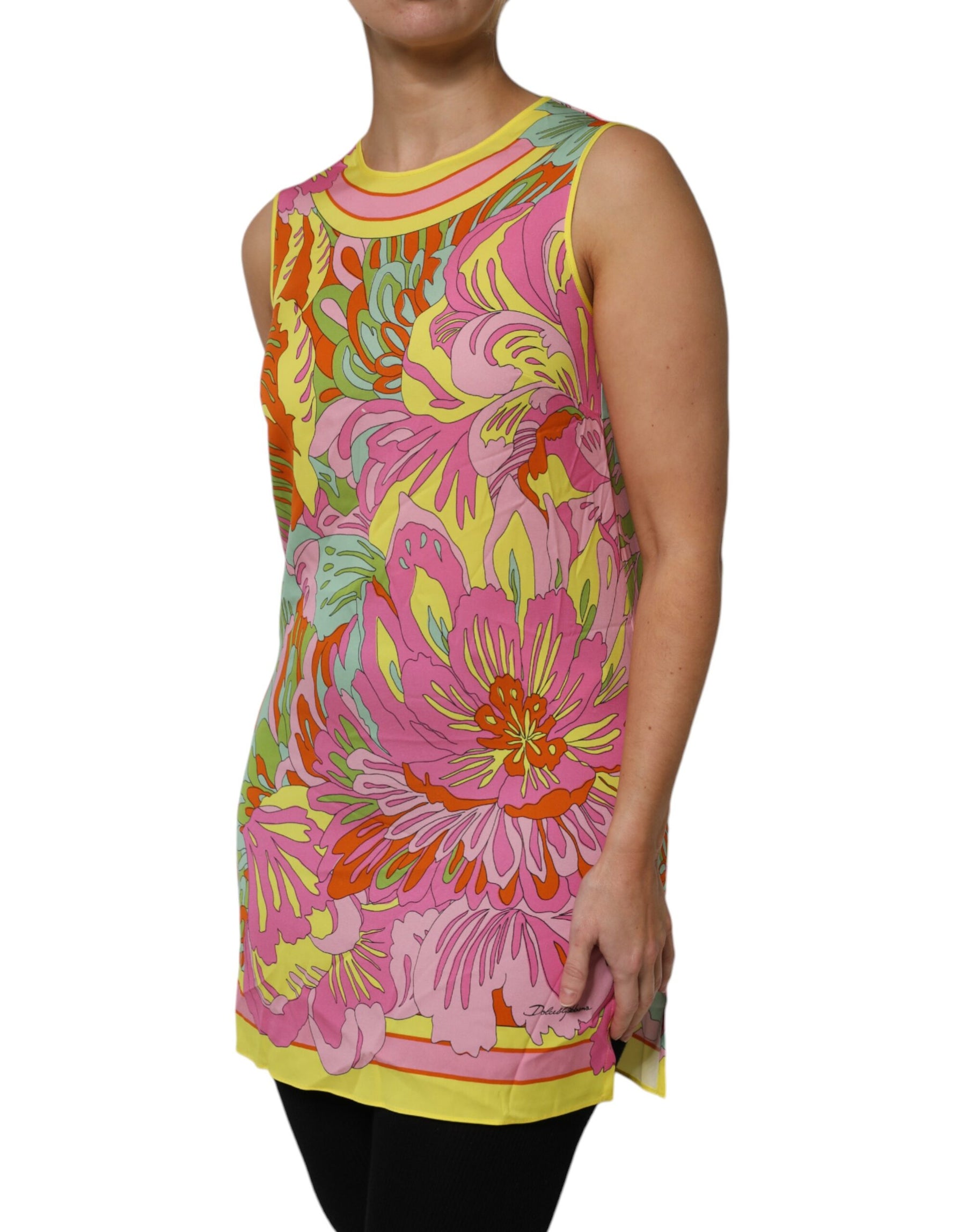 Dolce & Gabbana Multicolor Floral Roundneck Sleeveless Top | Regal Royce