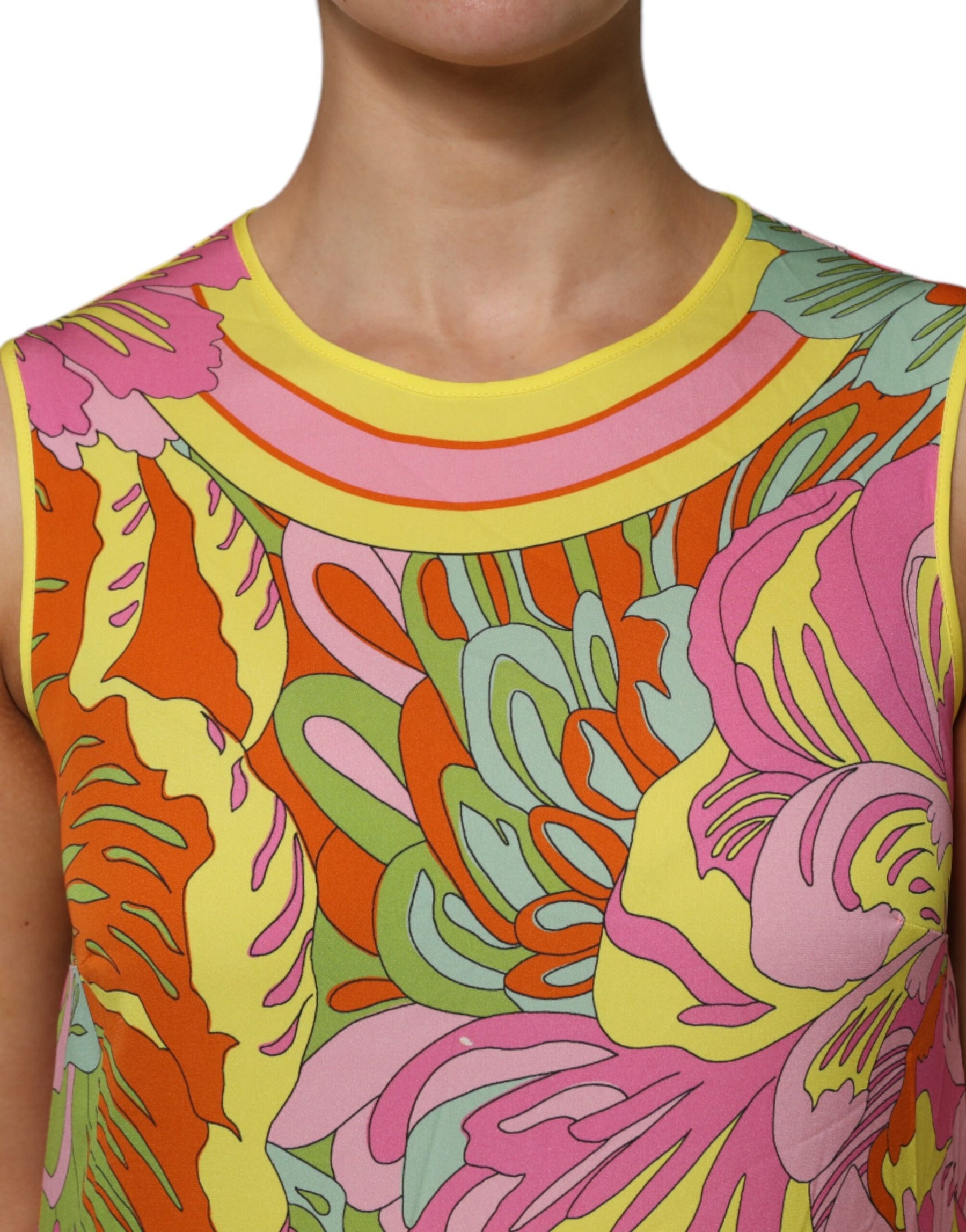 Dolce & Gabbana Multicolor Floral Round Neck Sleeveless Top | Regal Royce