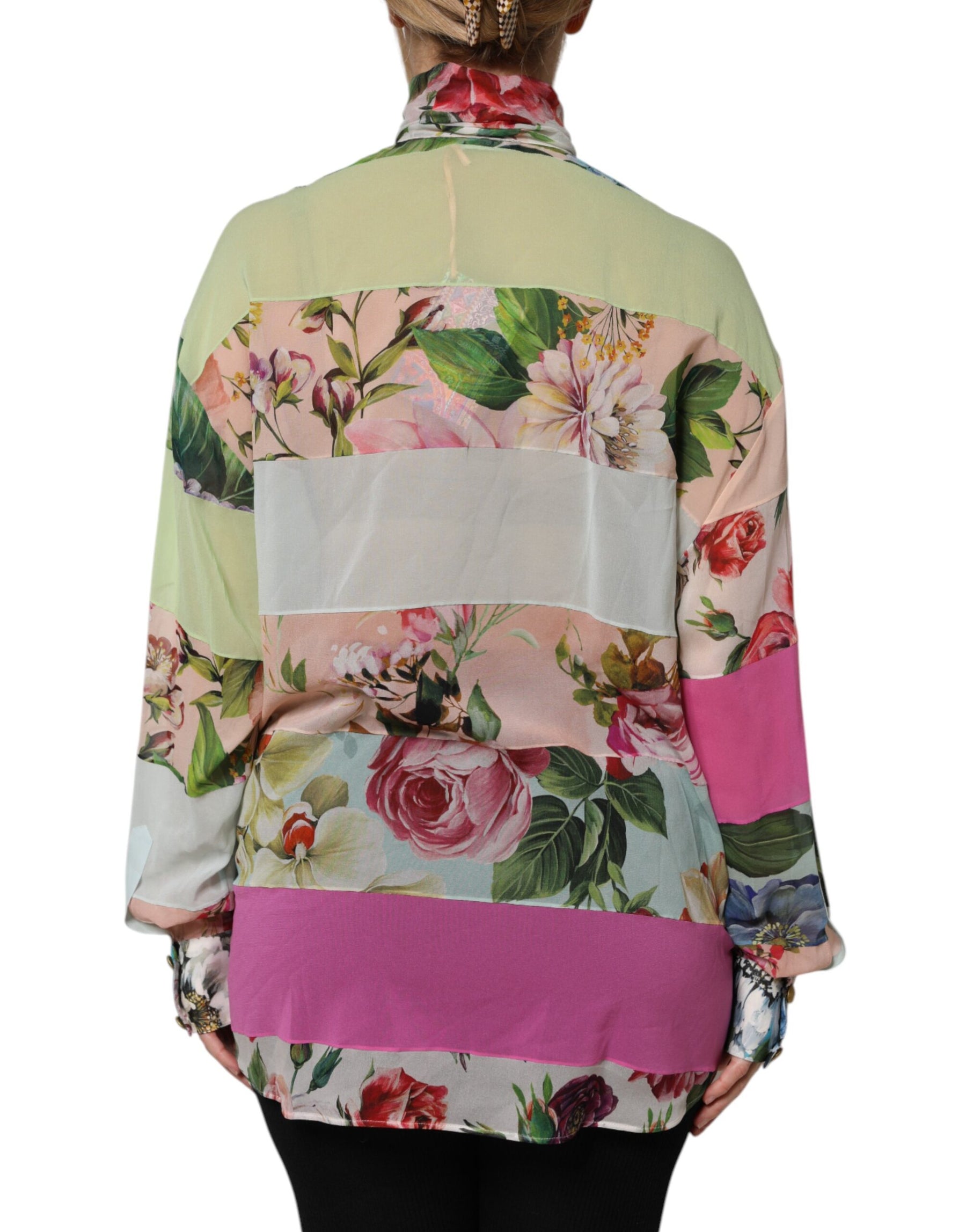Dolce & Gabbana Multicolor Floral Patchwork Long Sleeves Top | Regal Royce