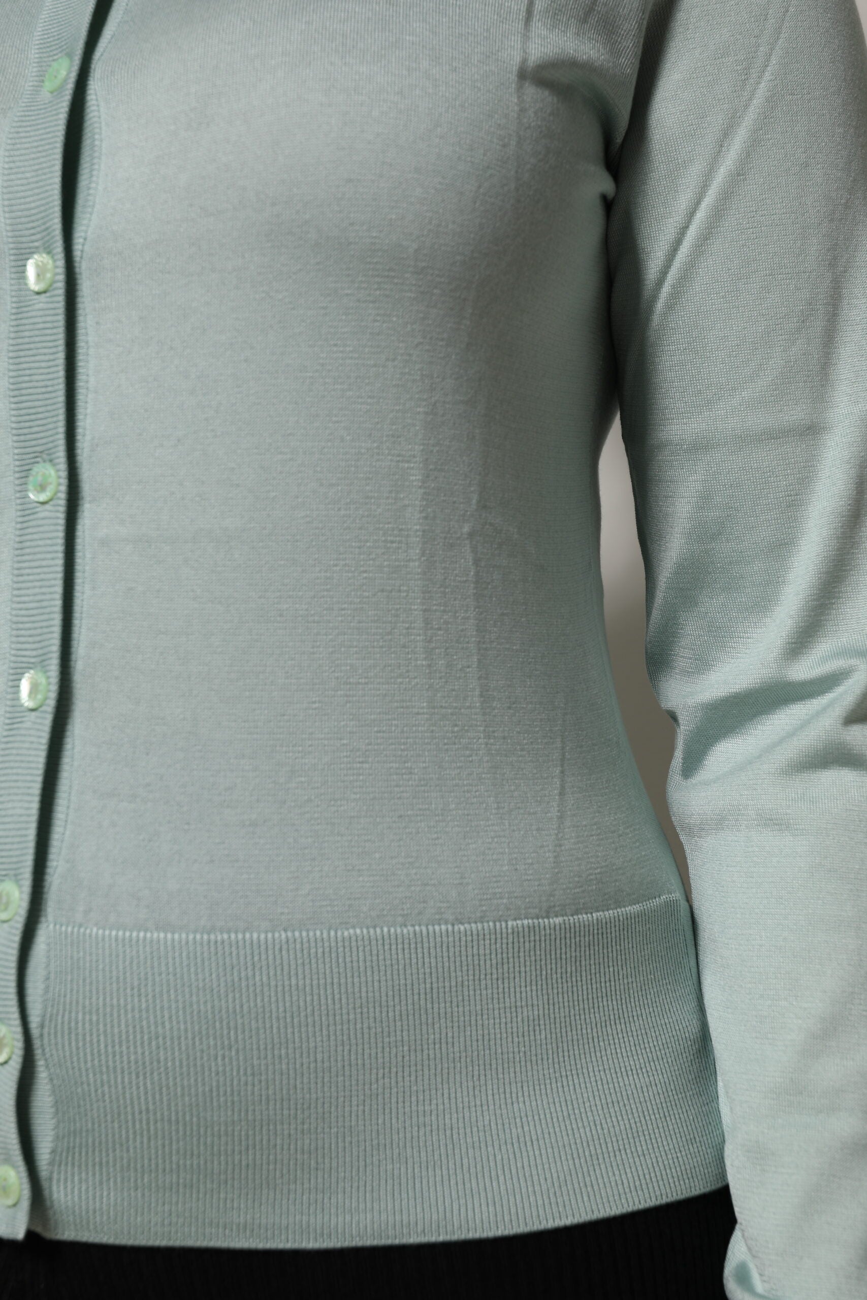 Dolce & Gabbana Light Green Silk Button Down Cardigan Sweater | Regal Royce