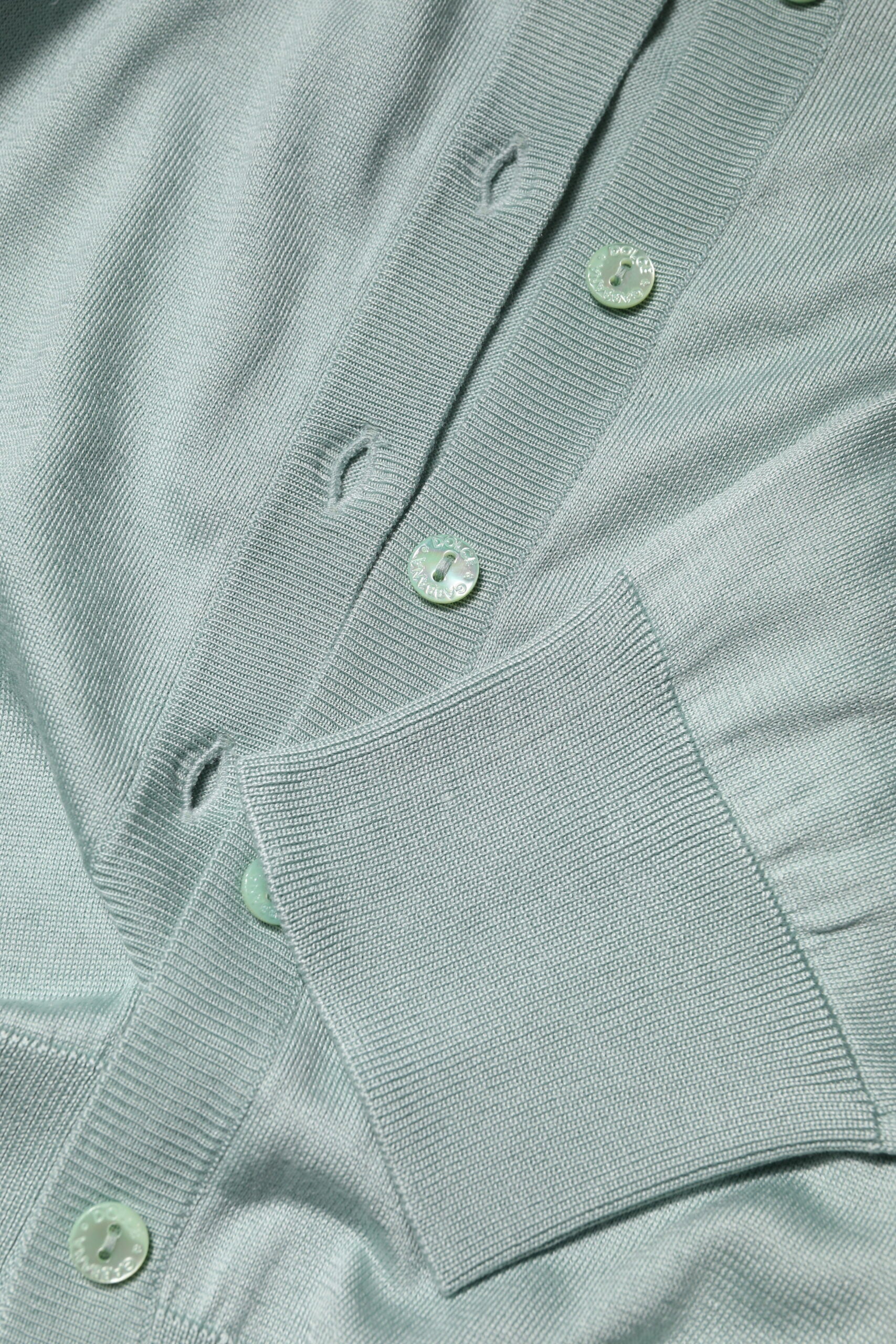 Dolce & Gabbana Light Green Silk Button Down Cardigan Sweater | Regal Royce