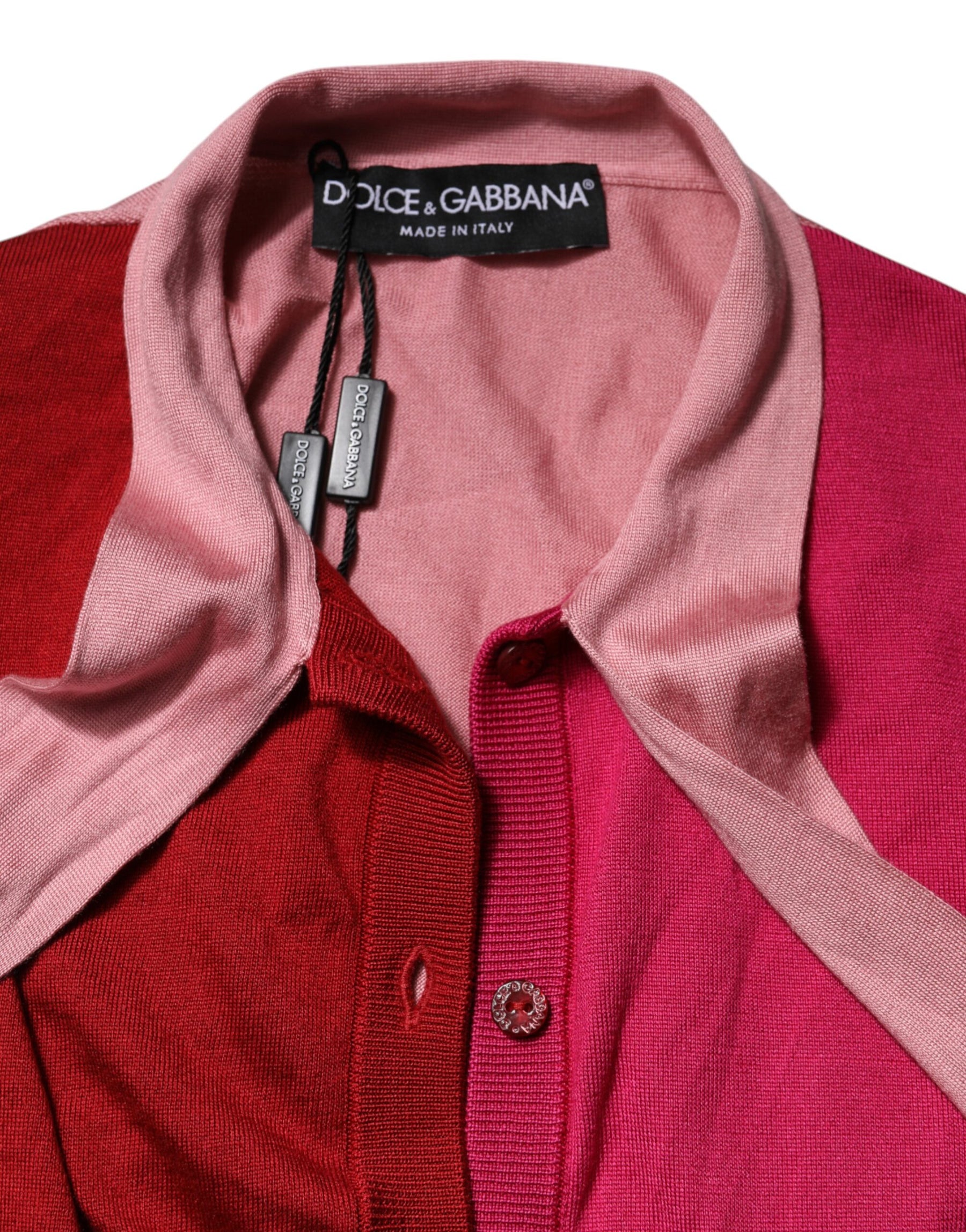 Dolce & Gabbana Pink Short Sleeves Buttoned Ascot Collar Top | Regal Royce